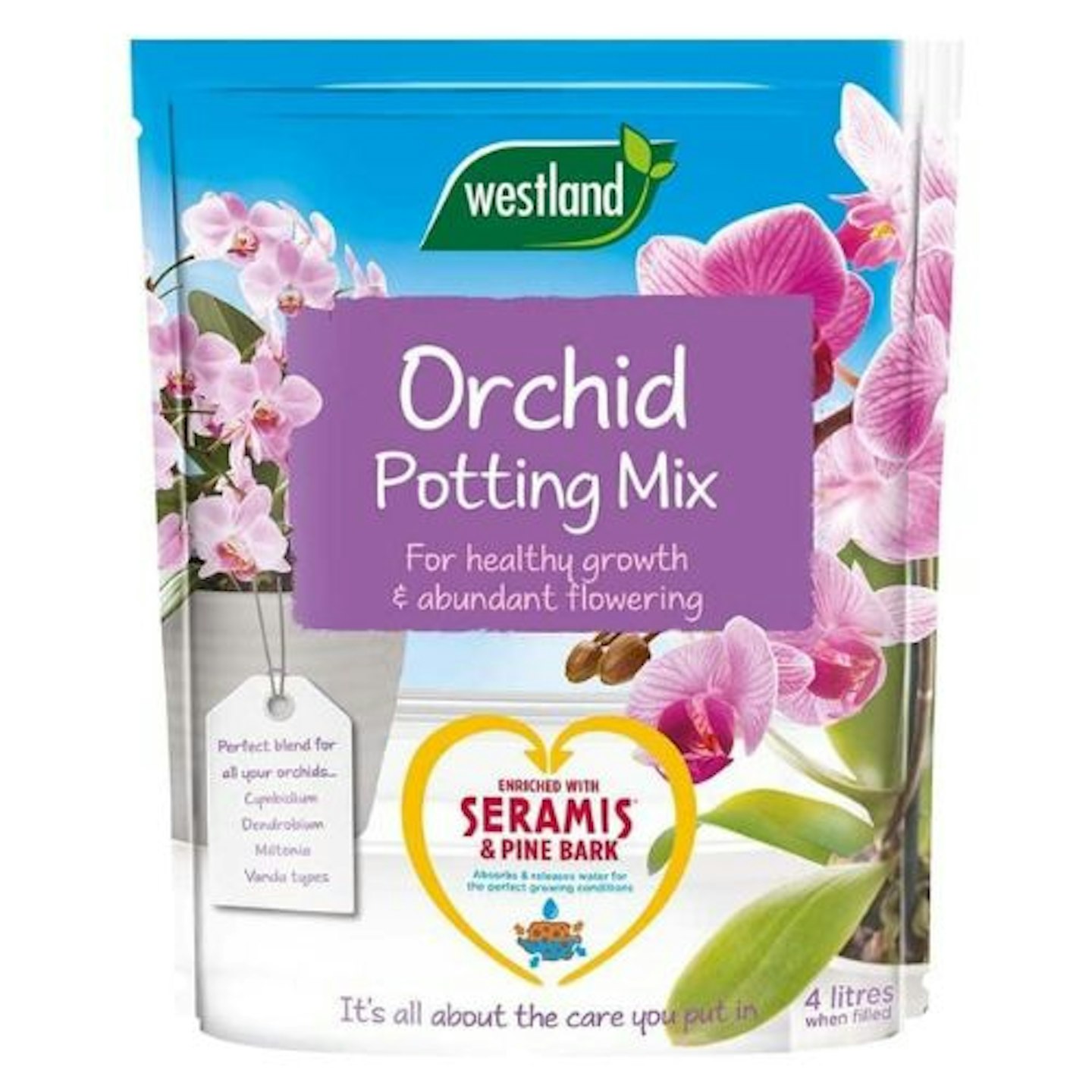 Westland Orchid Potting Compost Mix and Enriched with Seramis, 4 L