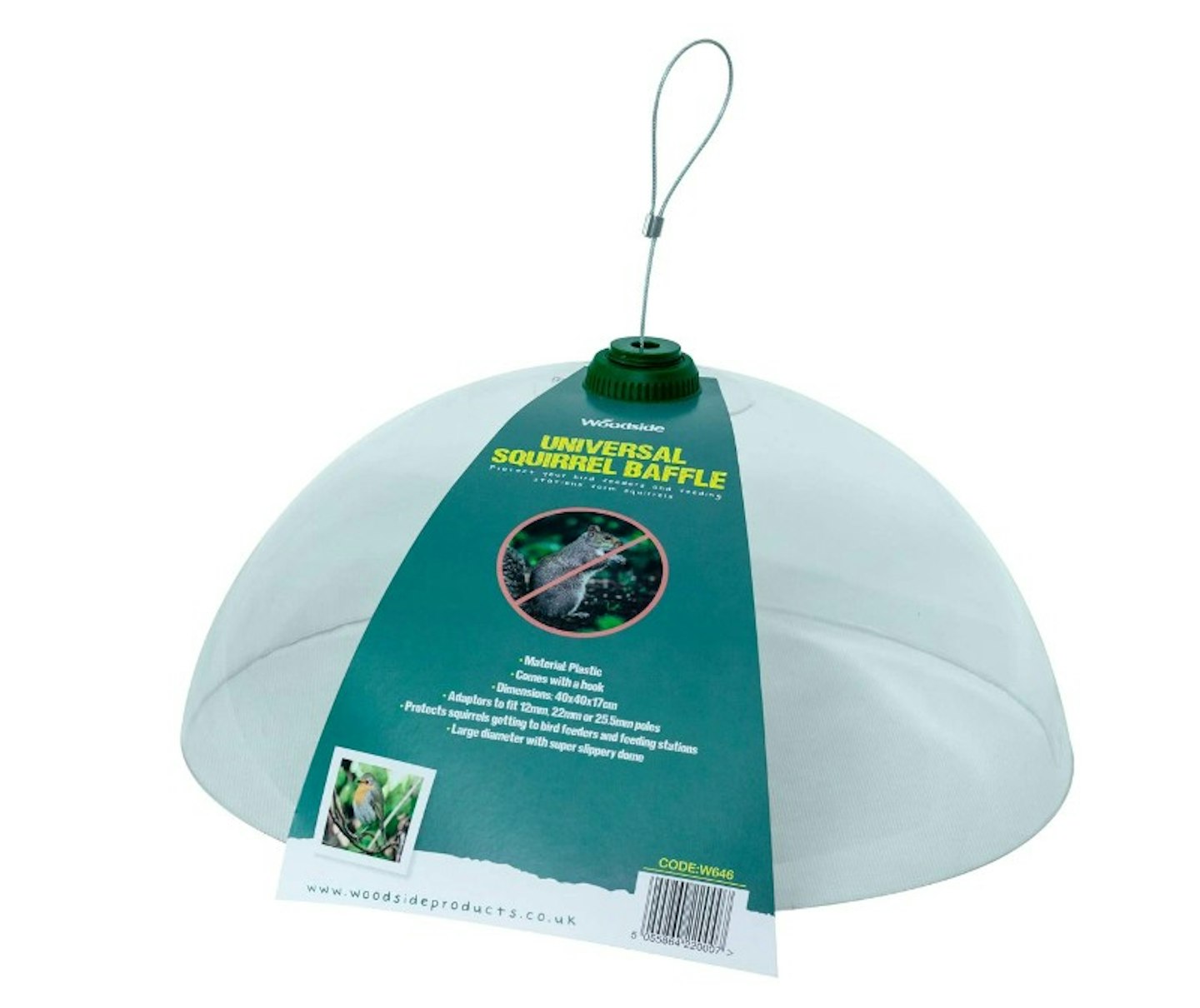 Woodside Plastic Universal Squirrel Baffle Dome with Hook, For Feeding Stations & Hanging Feeders, Bird Feed Guard