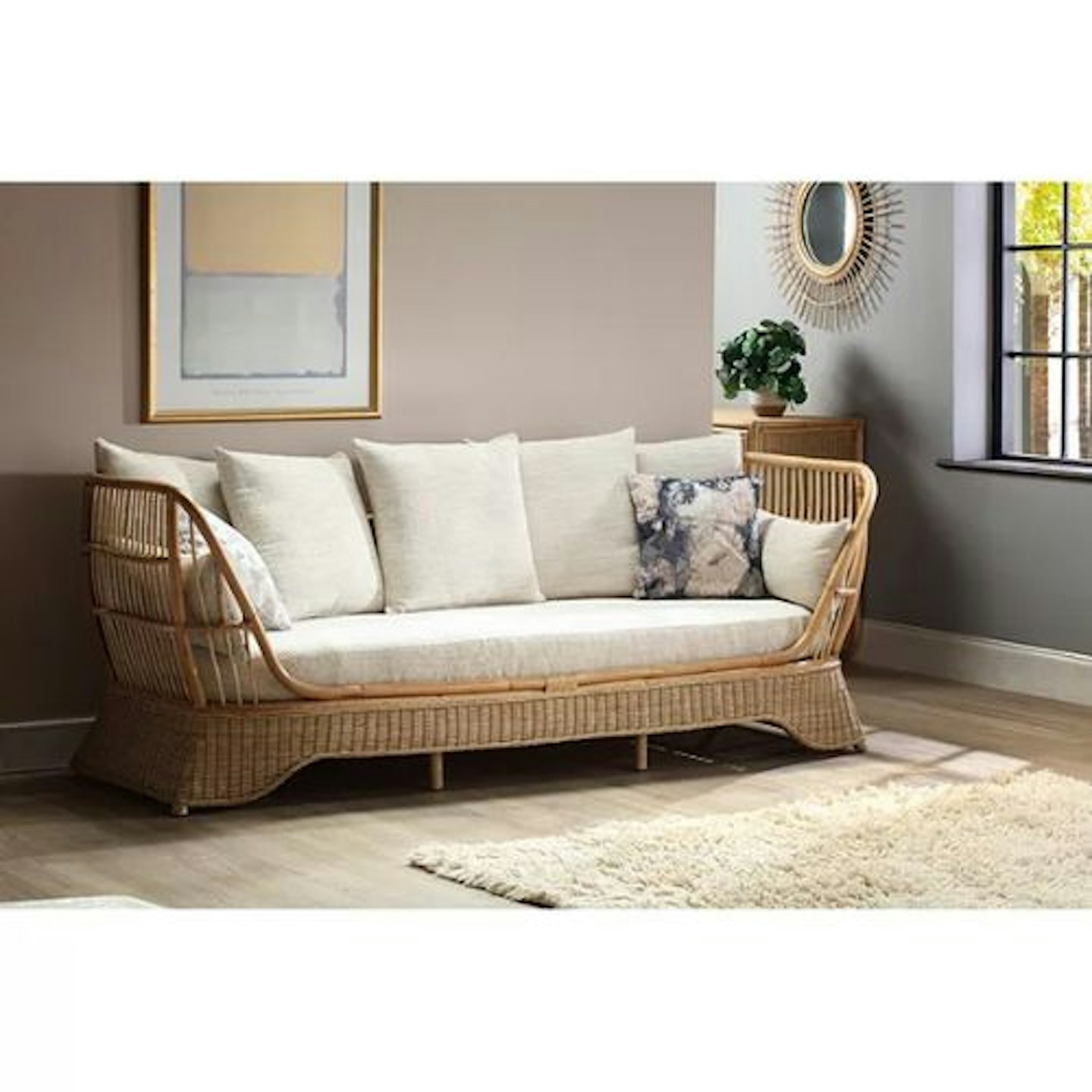 Desser Rattan Three-Seater Daybed Sofa, Natural