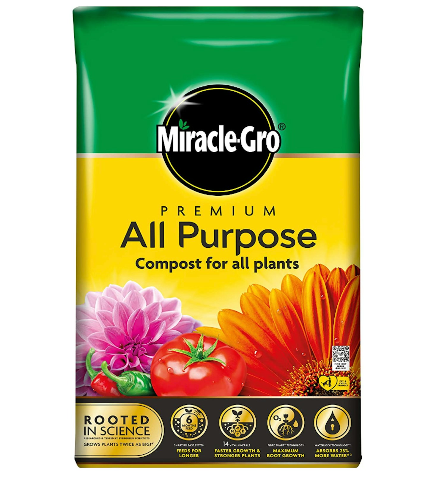  Miracle-Gro 119760 All Purpose Compost - 50 Litre BAG, Yellow, Earth ,Pack of 1