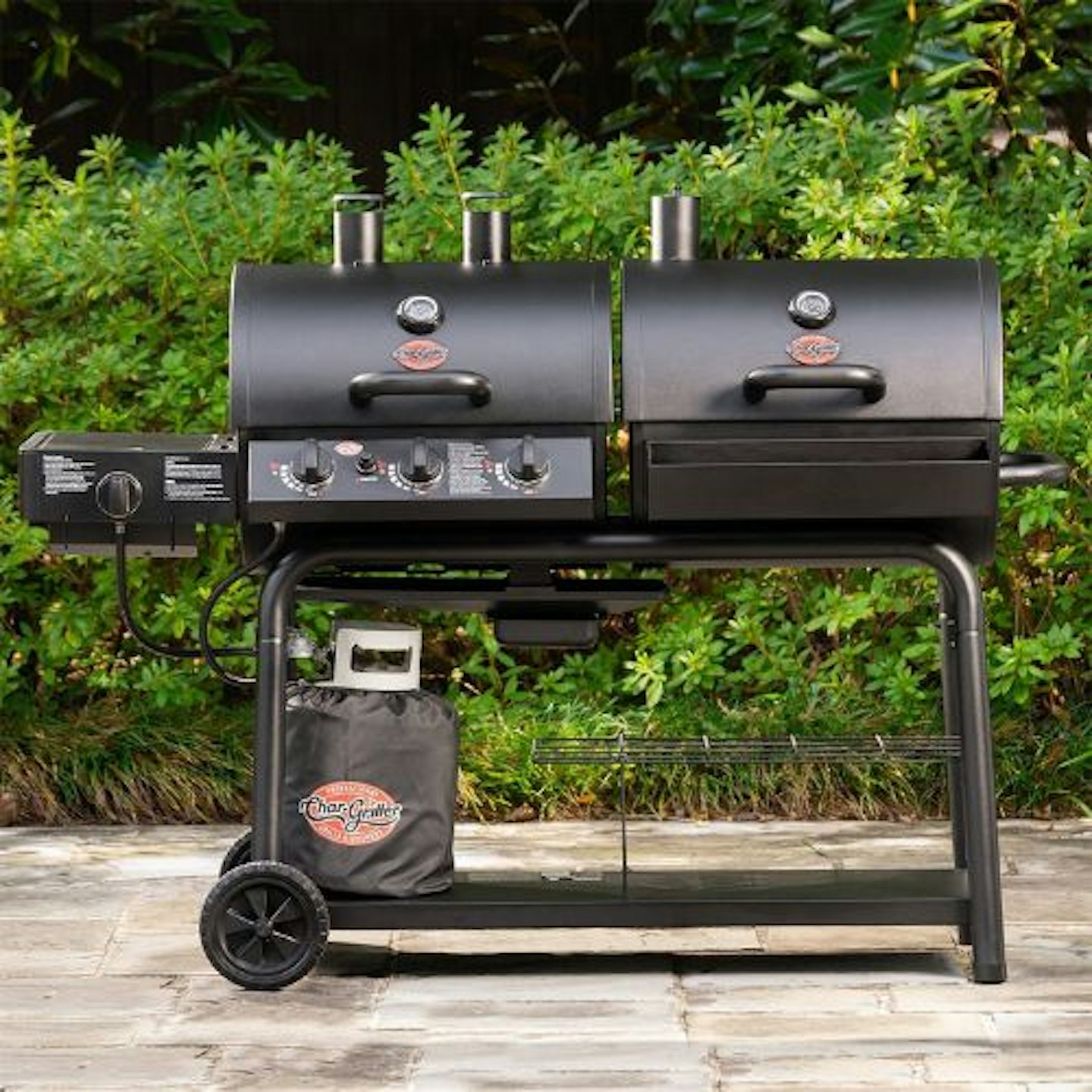 CHAR-GRILLER DUO GAS AND CHARCOAL BARBECUE WITH SIDE BURNER