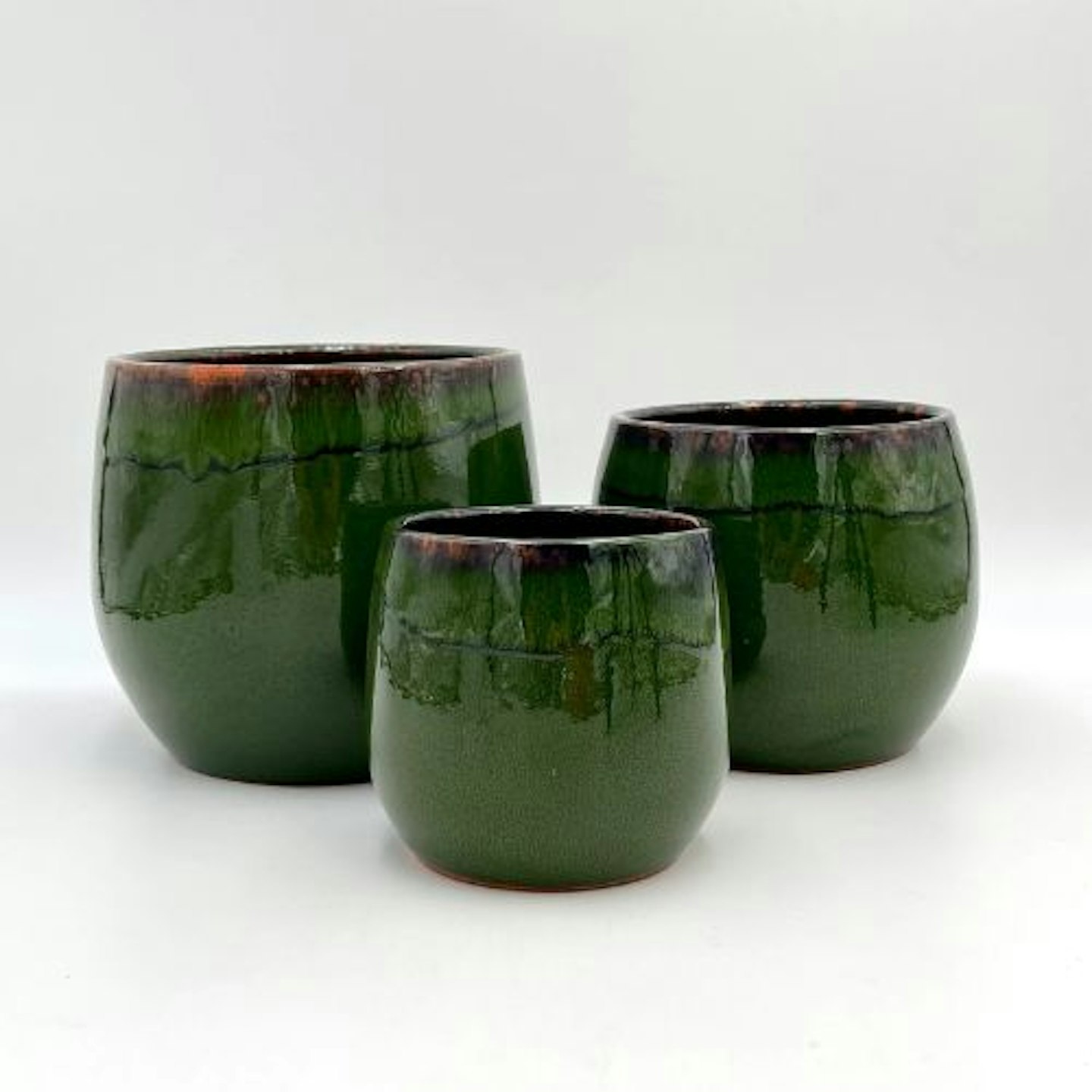 Charlotte Emerald Green, Glossy Glazed Well Made Ceramic Plant Po
