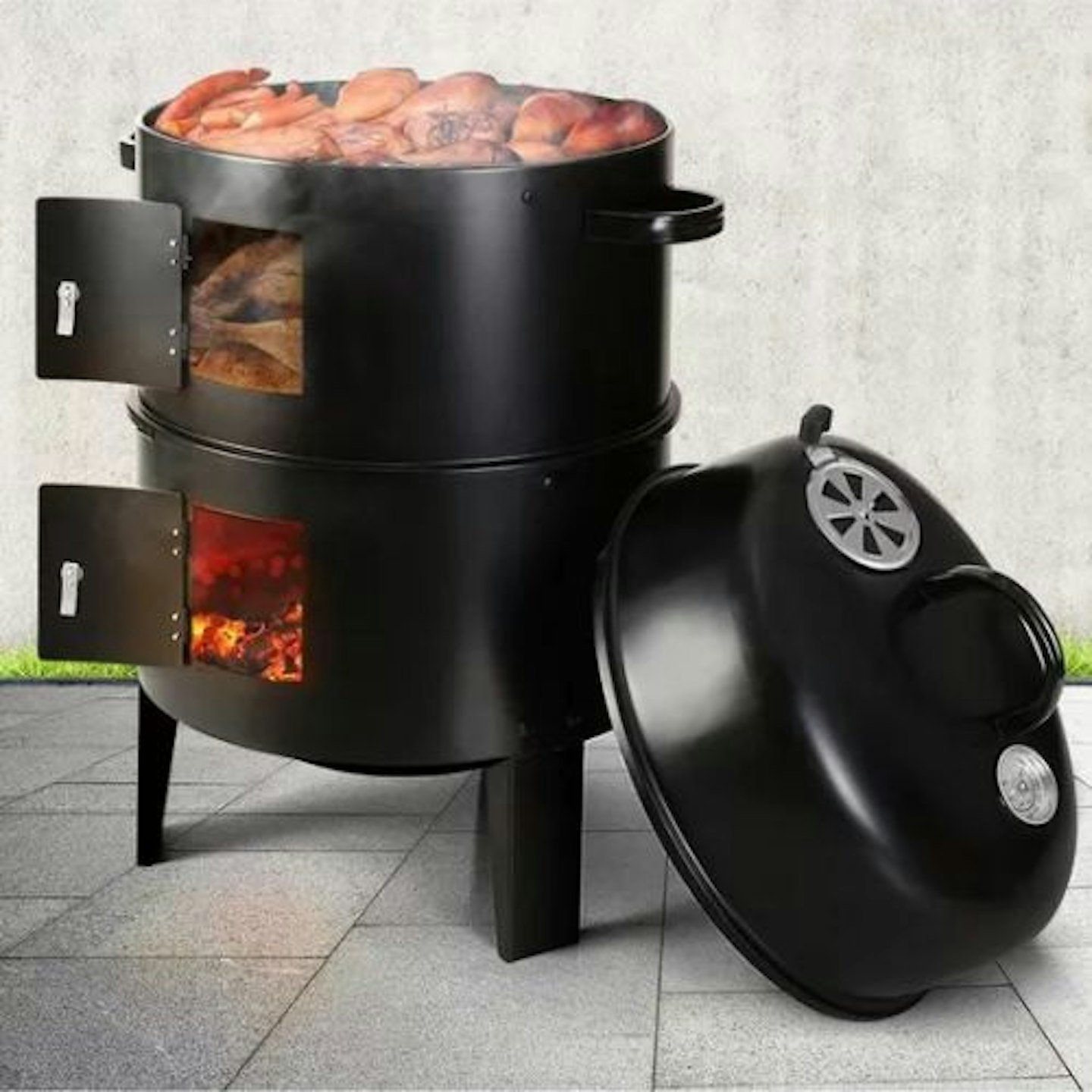 Living And Home Outdoor Upright Smoker Grill Charcoal BBQ