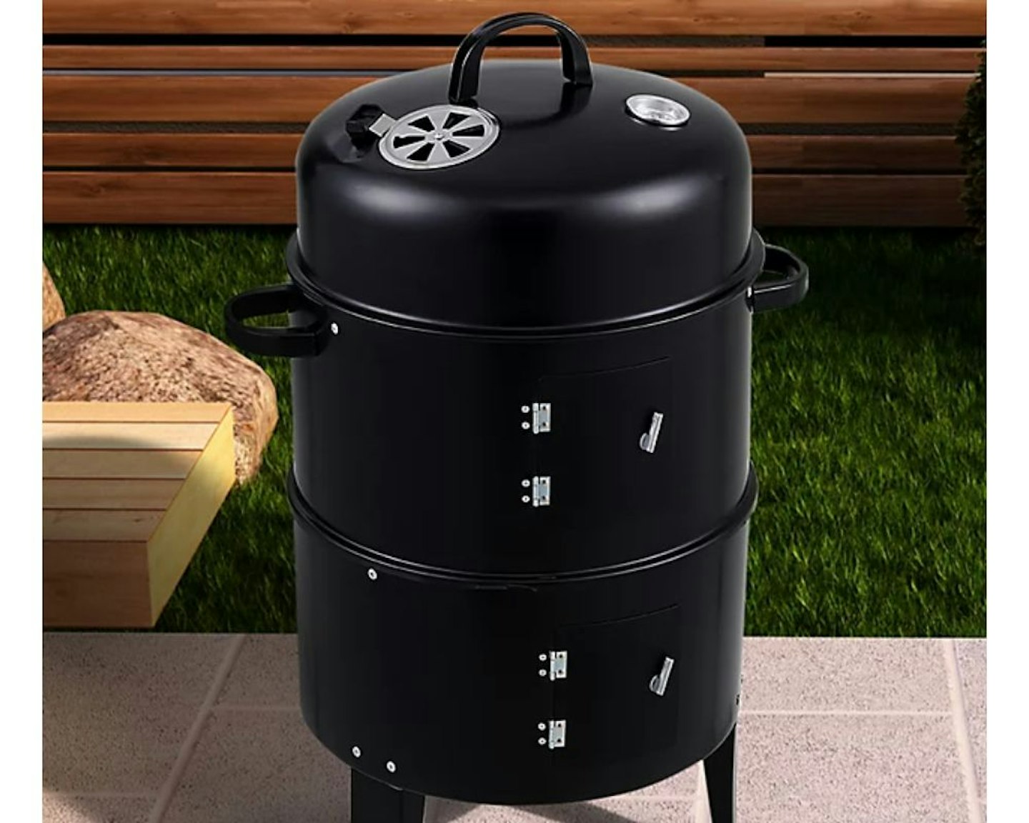 Livingandhome Outdoor Charcoal Barbecue BBQ Upright Charcoal Smoker Grill