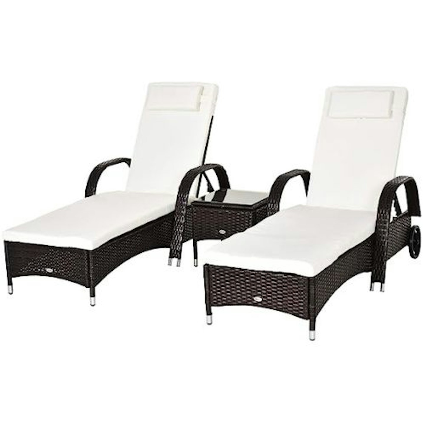 Outsunny 3 Pieces Patio Lounge Chair Set