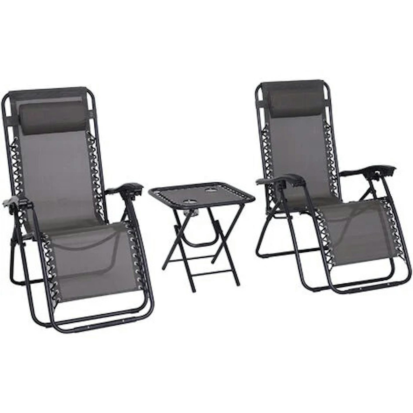 Outsunny 3PC Zero Gravity Chairs Sun Lounger Table Set