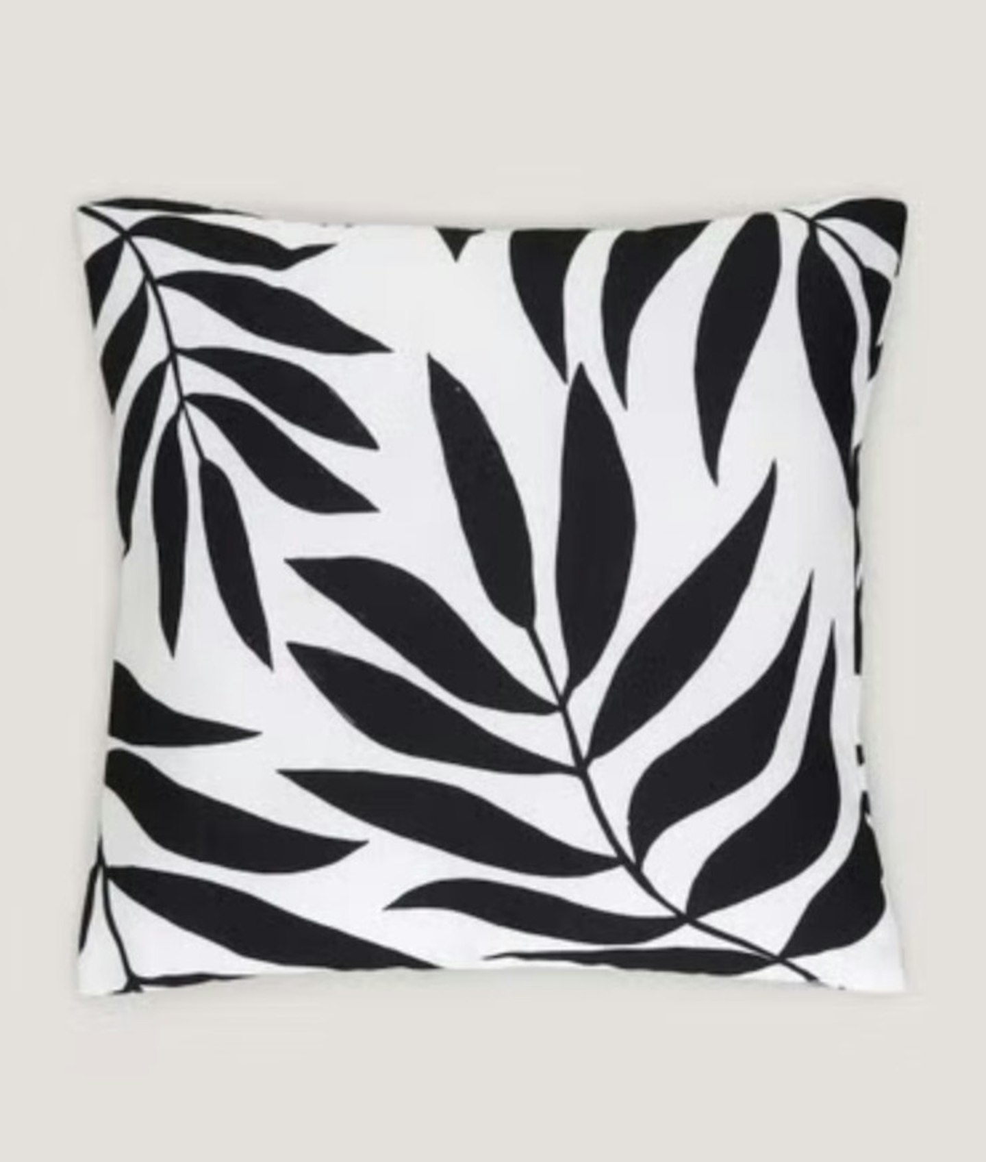 Black Leaf Outdoor Cushion (43cm x 43cm)