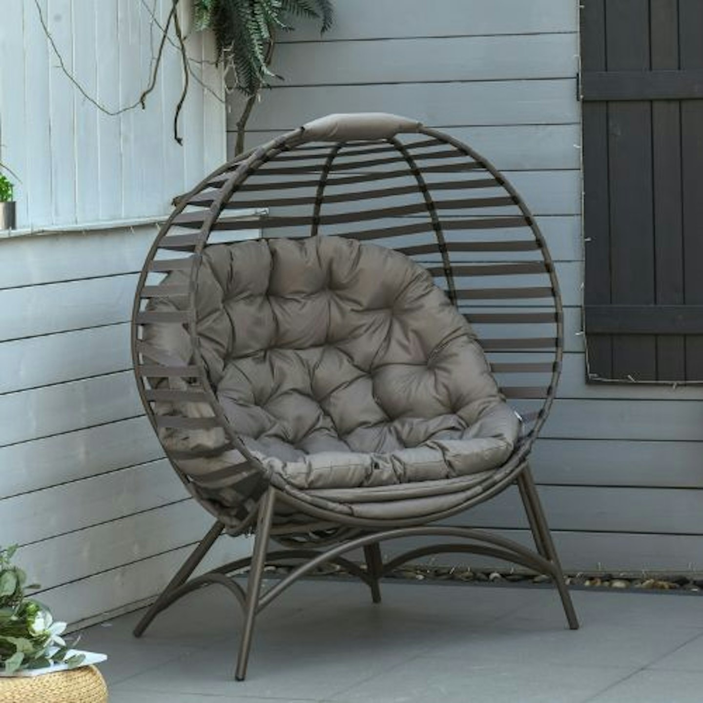 Brown Egg Chair with Soft Cushion