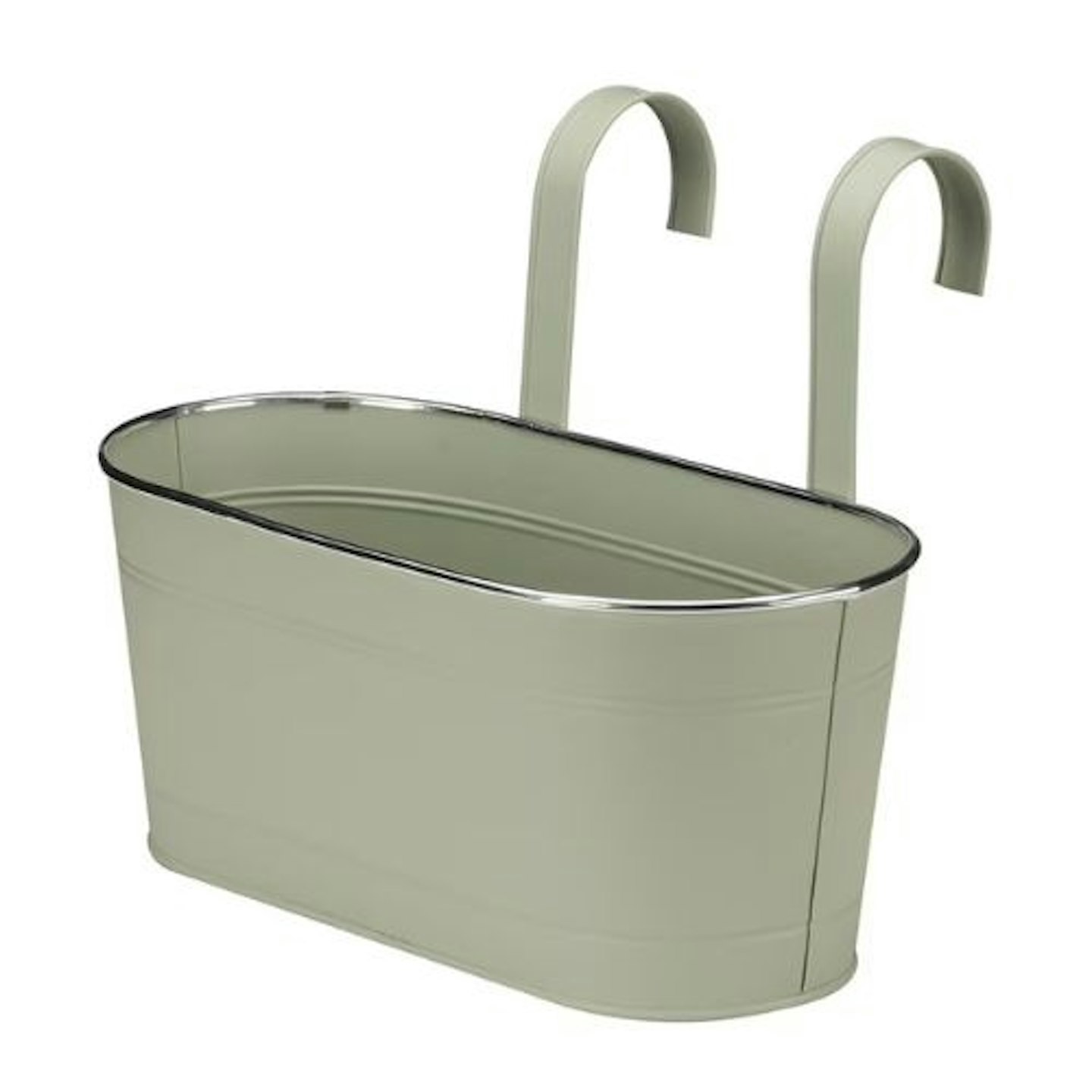 Fence and balcony hanging metal planter - sage