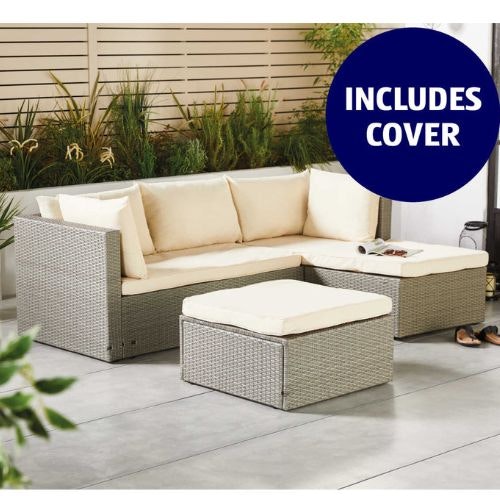 Grey and Cream Corner Sofa