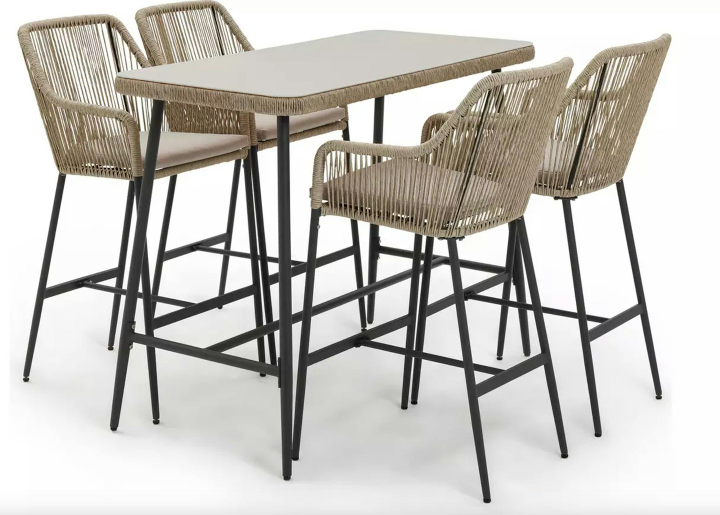 Habitat Malta 4 Seater Rattan Effect Garden Bar Set -Natural