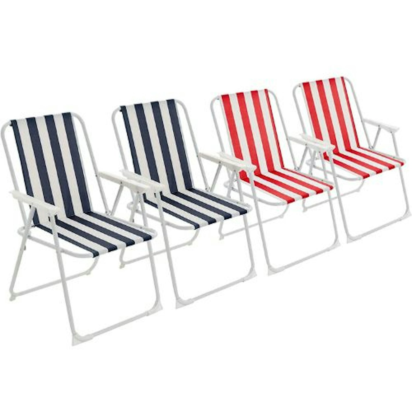 Harbour Housewares Blue and Red Stripe Deckchairs, Set of 4