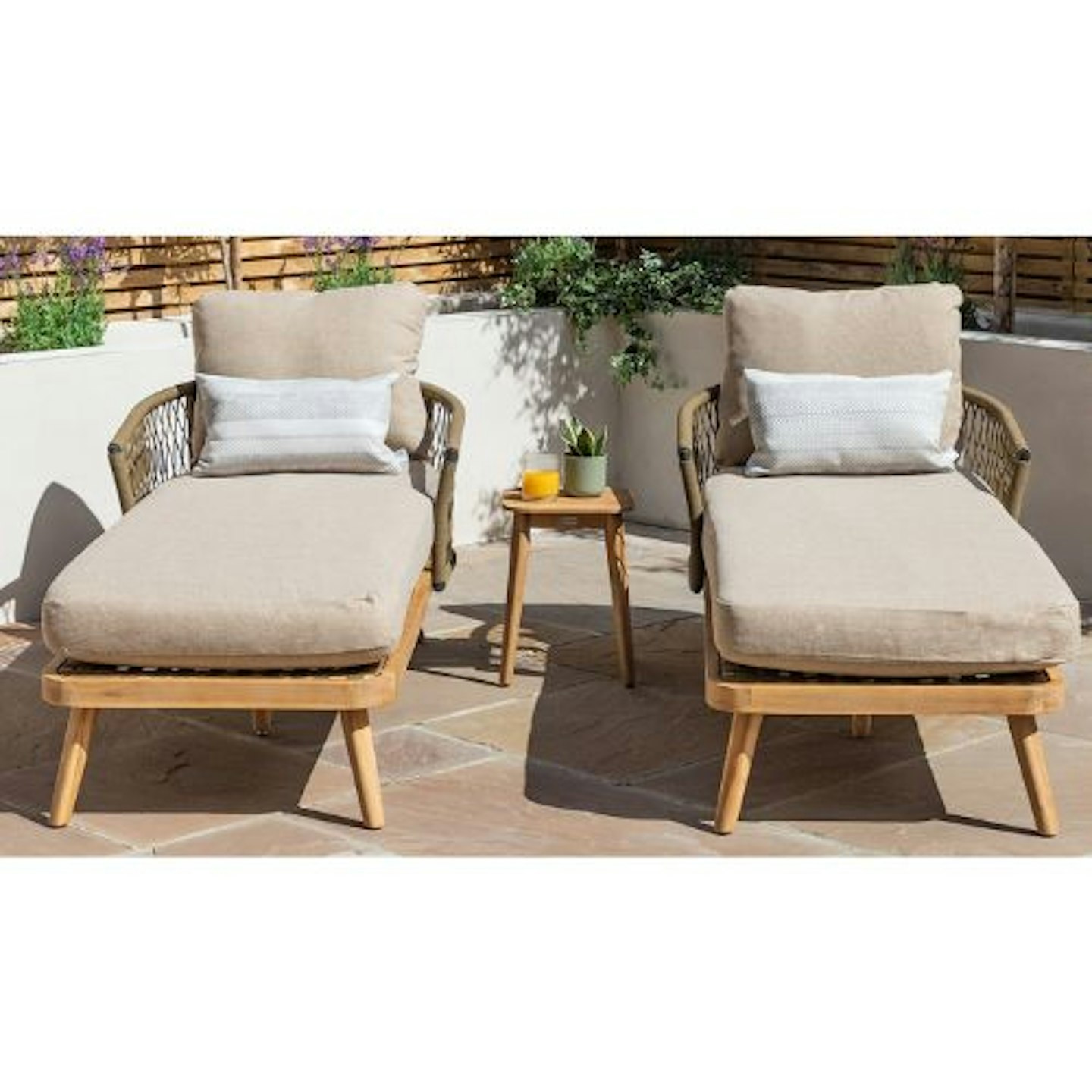 Bali Rope Weave Double Sunlounger Set with Interchangeable Cushion Covers