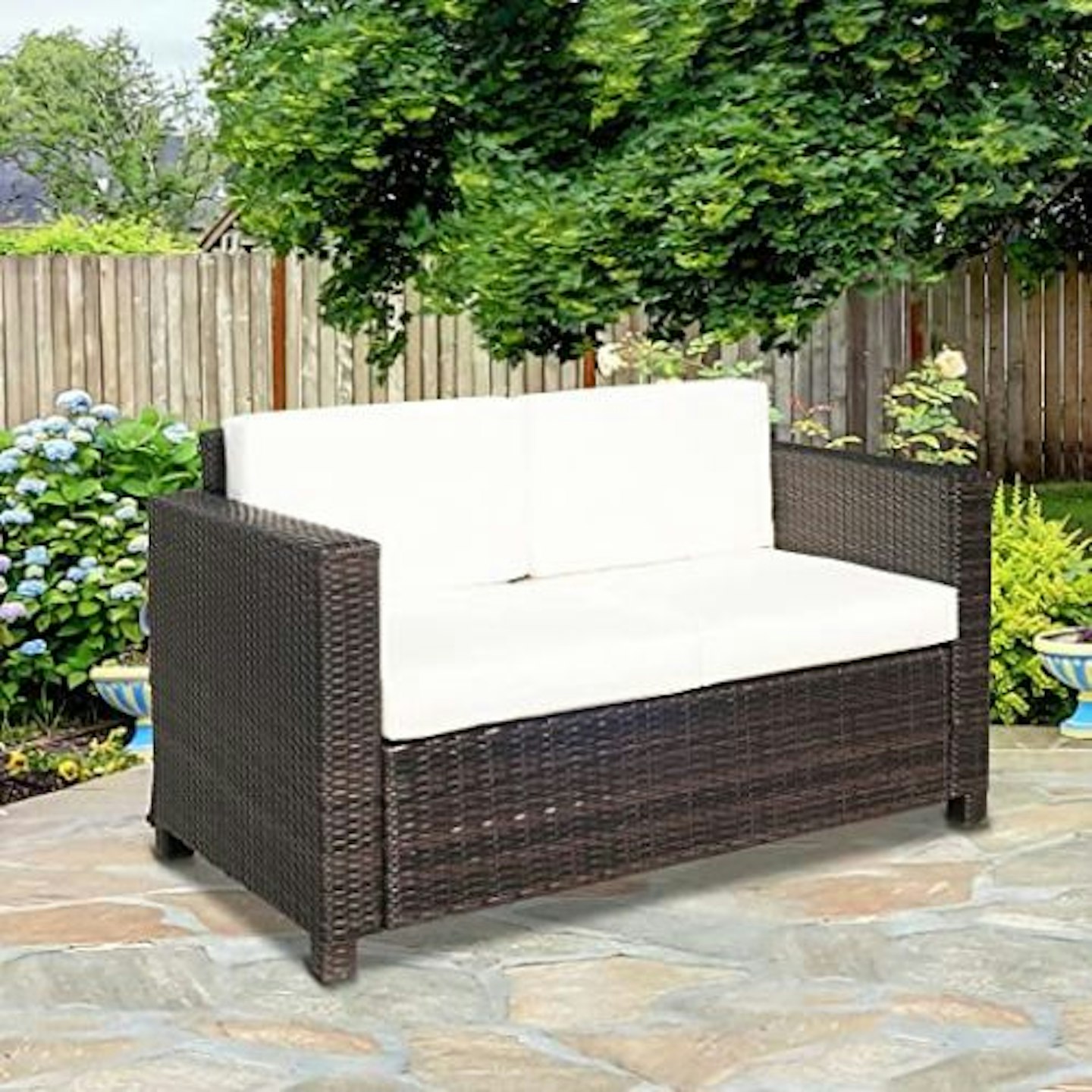 Outsunny Wicker 2 Seater Rattan Sofa