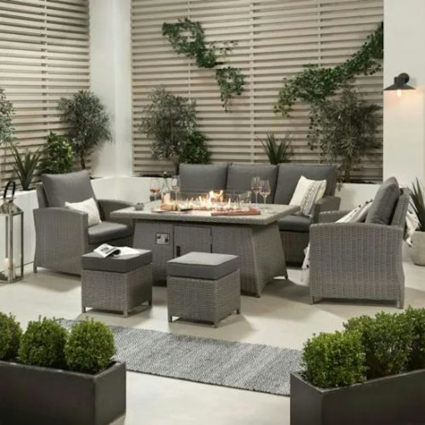 Pacific Lifestyle Barbados Seating (3 Seater Sofa) with Relaxed Dining Fire Pit Table