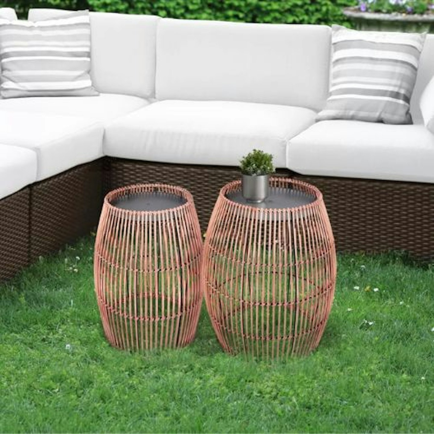 Teamson Home Outdoor Garden Furniture Large Round Patio Side Table