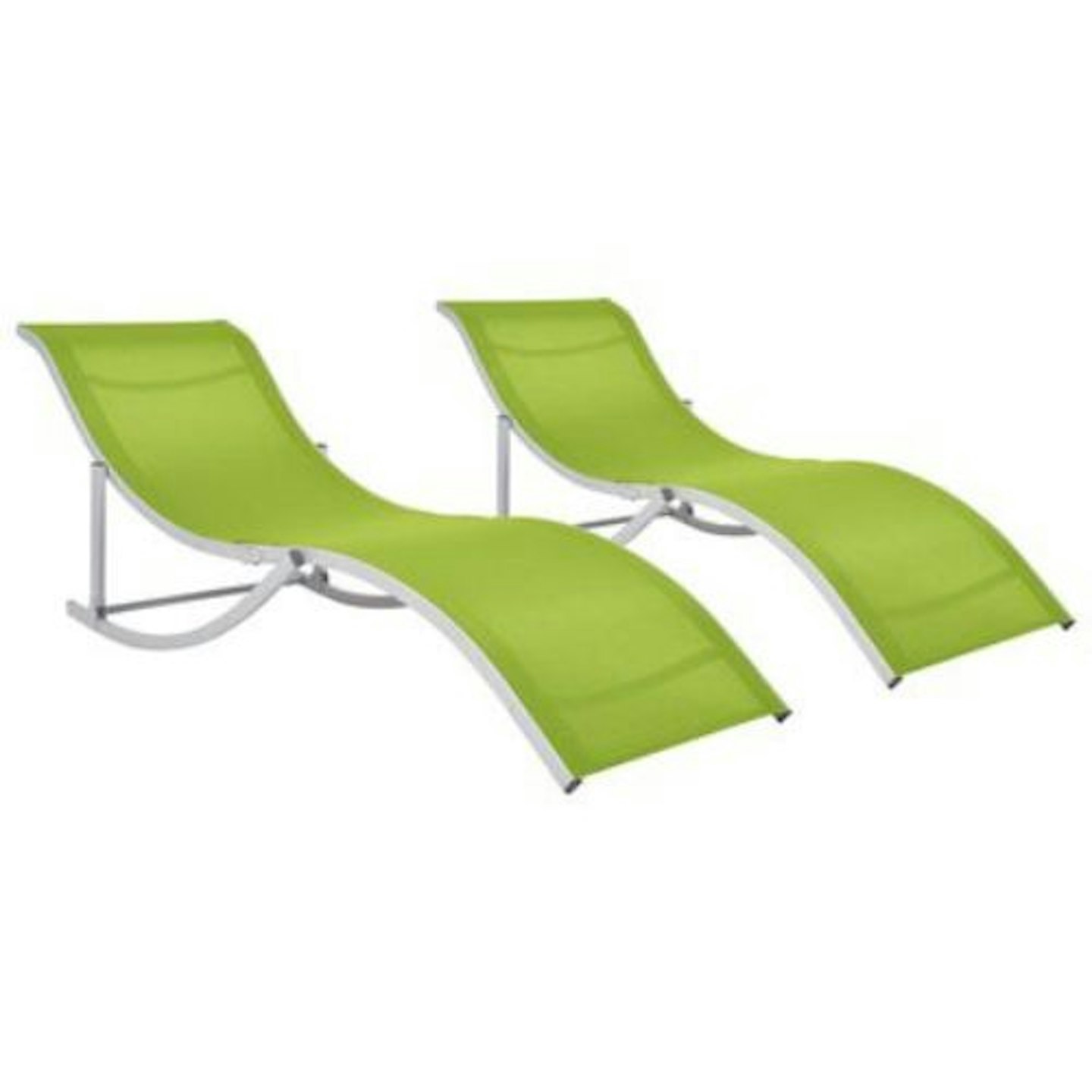 VidaXL 2 Folding Sun Loungers in Green Textilene