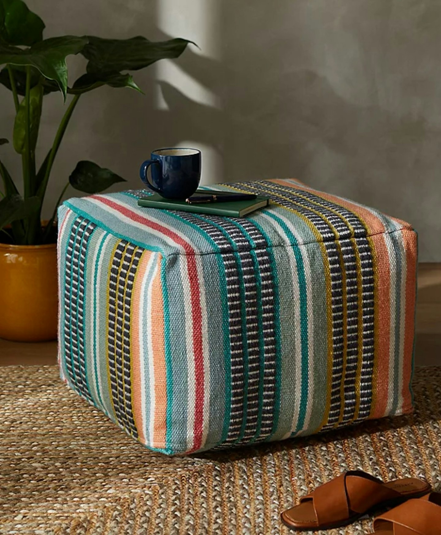 John Lewis Salsa Stripe Outdoor Pouffe, Multi