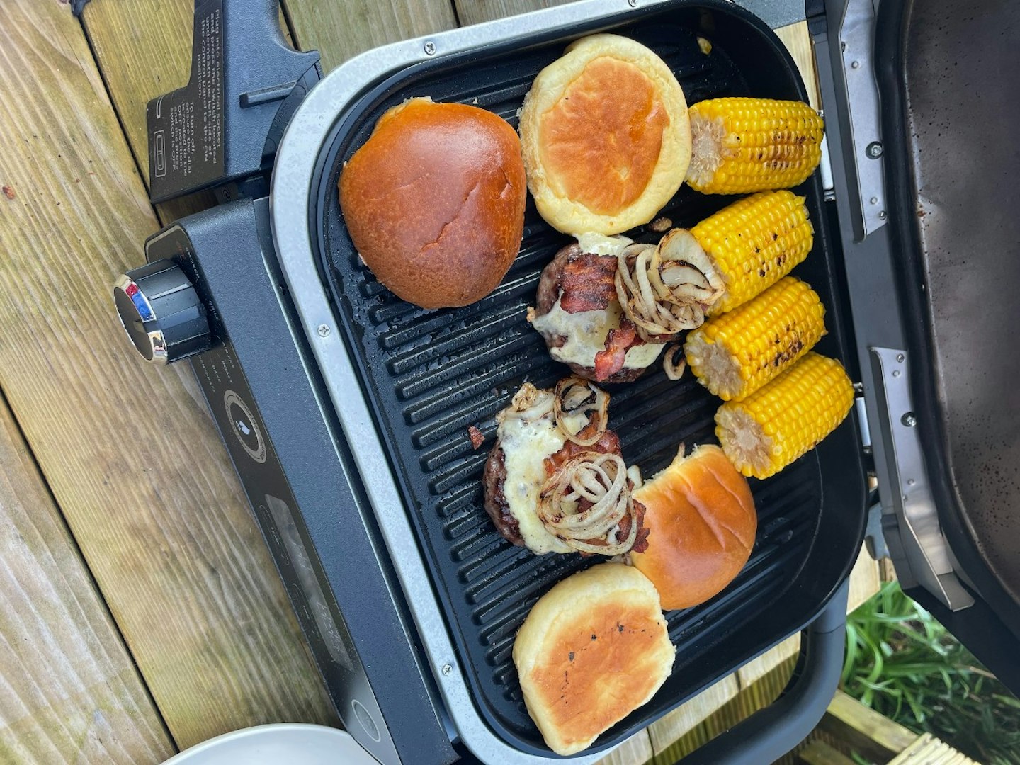 Cooking burgers on the Ninja Woodfire Grill