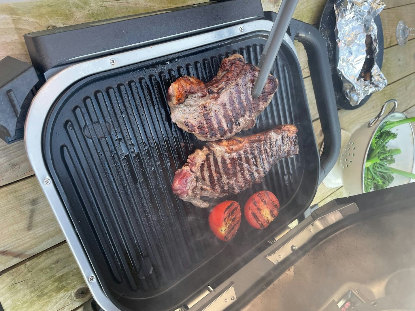 Grilling steaks on the Ninja Woodfire Grill