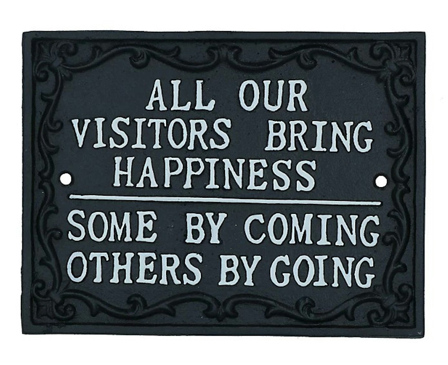 All Our Visitors Bring Happiness Sign Cast Iron Plaque Wall House Door Garden