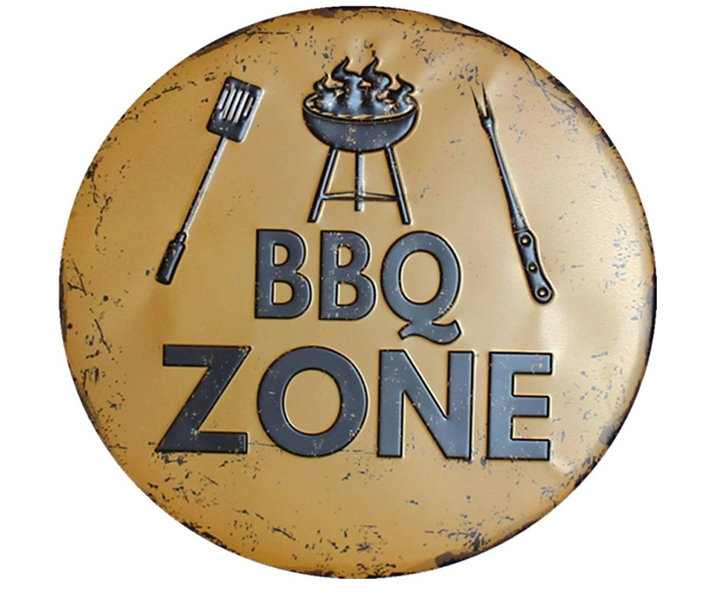  BBQ ZONE Round Metal Tin Sign