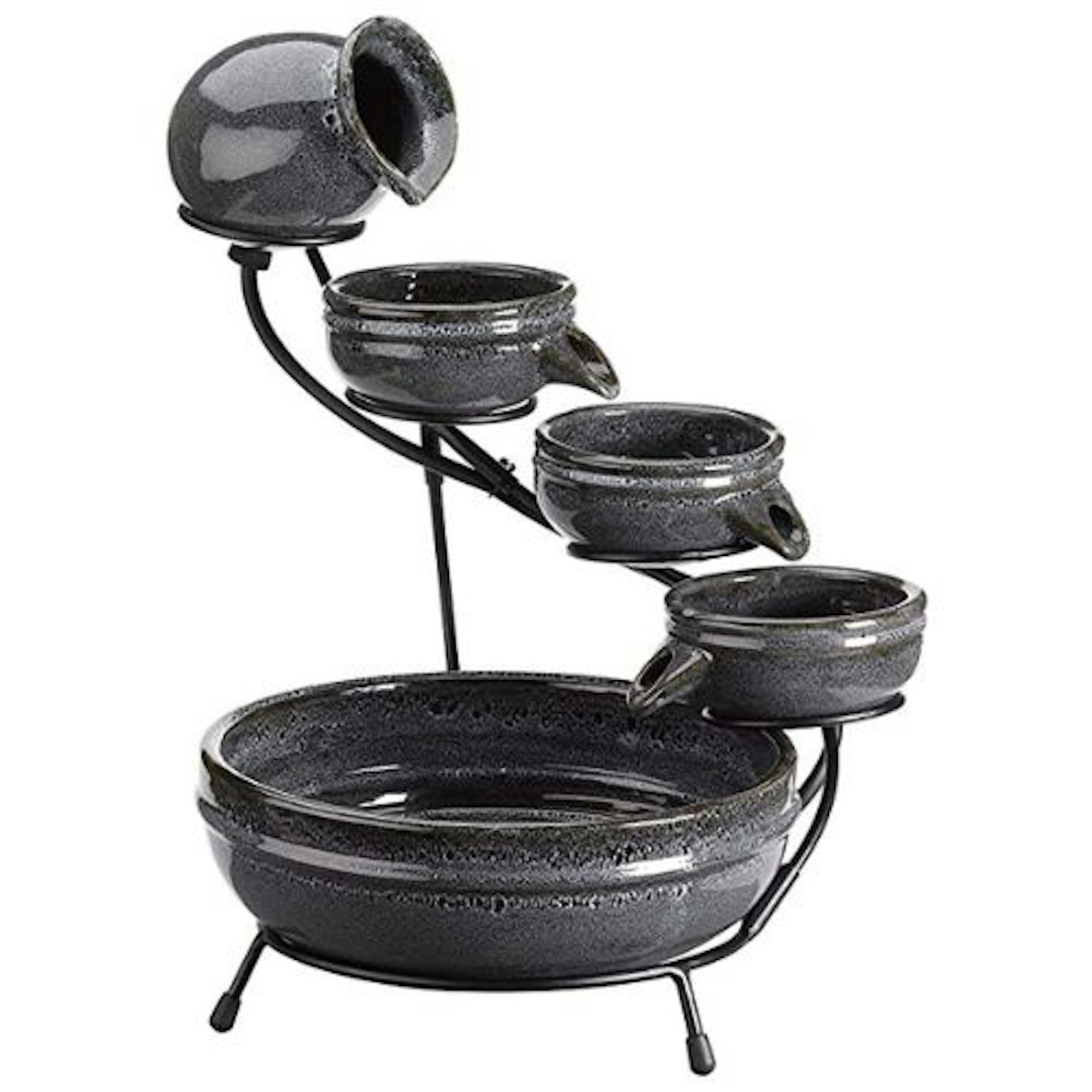 Garden Mile Ceramic Charcoal Solar Powered Water Feature