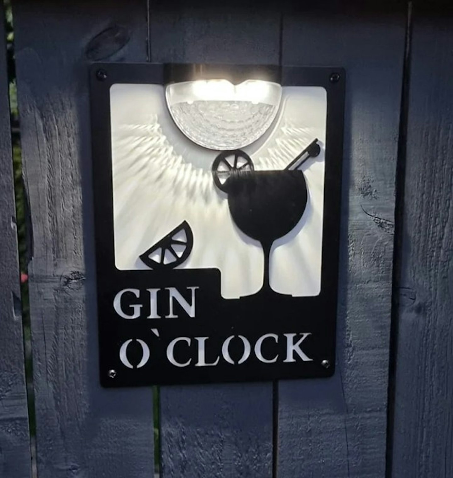 Gin O'Clock Sign with Solar Powered Light