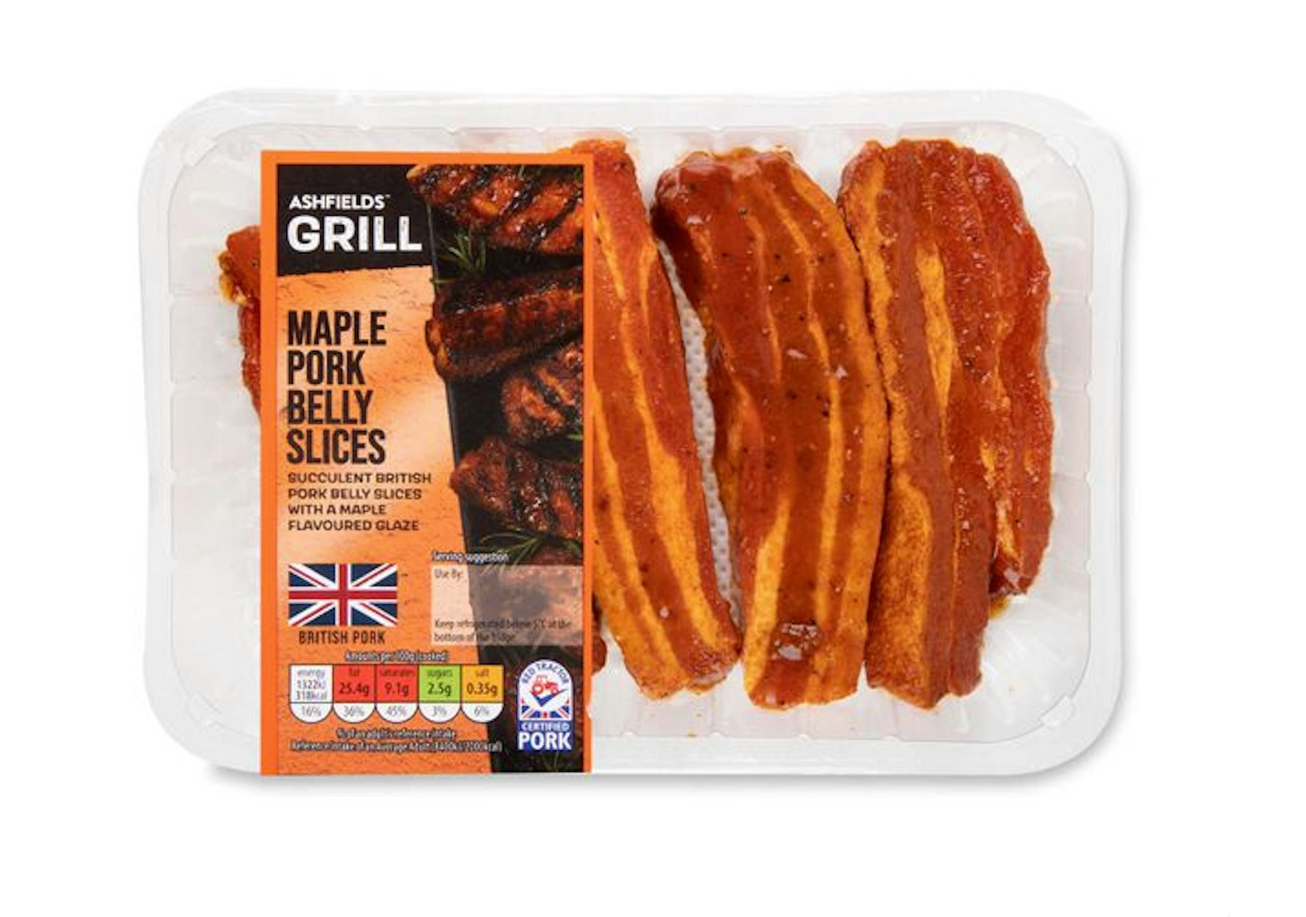 Aldi Ashfields Grill Maple Belly Pork Slices 400g