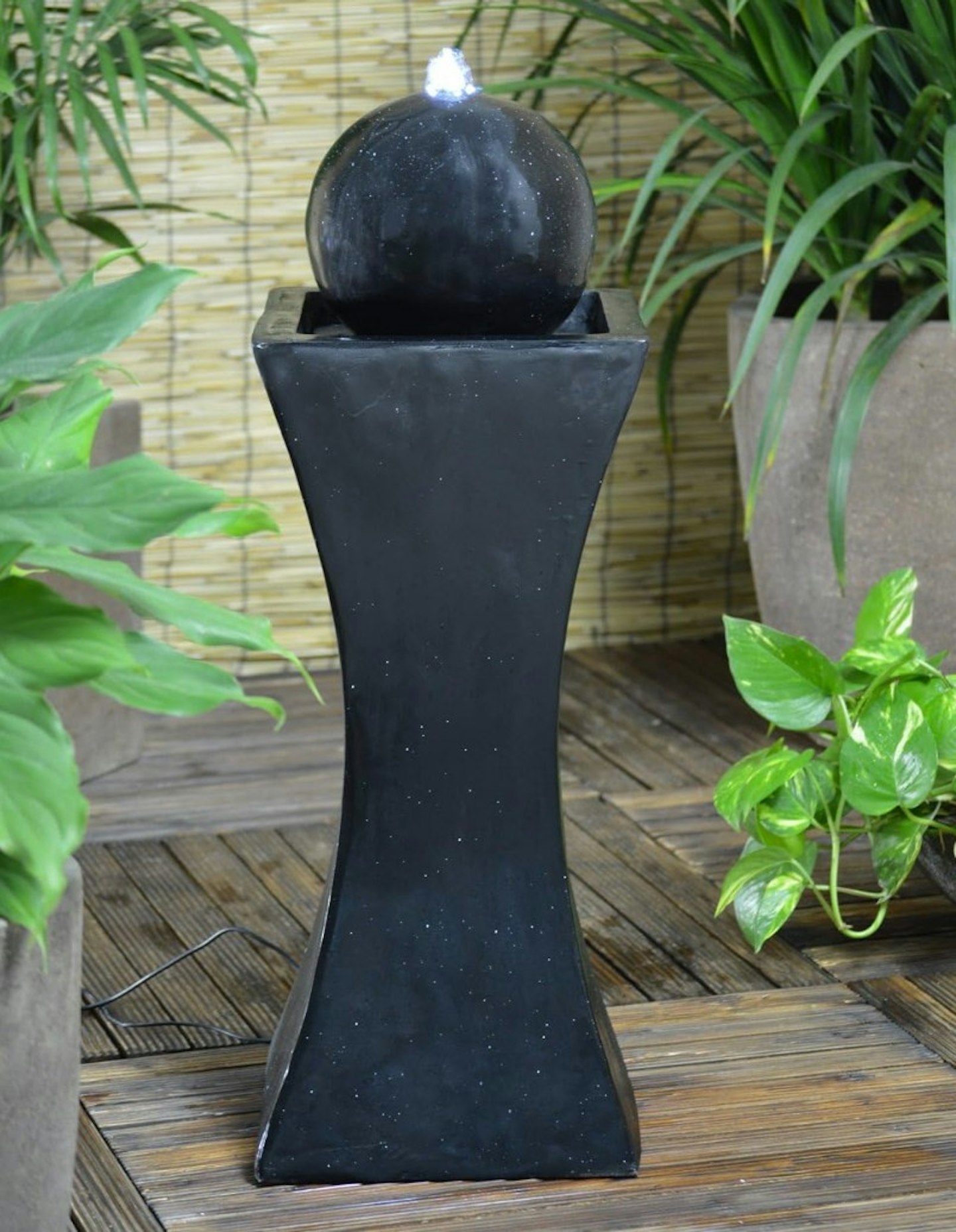  Aqua Moda Orba Solar Powered Black Column and Ball Water Feature