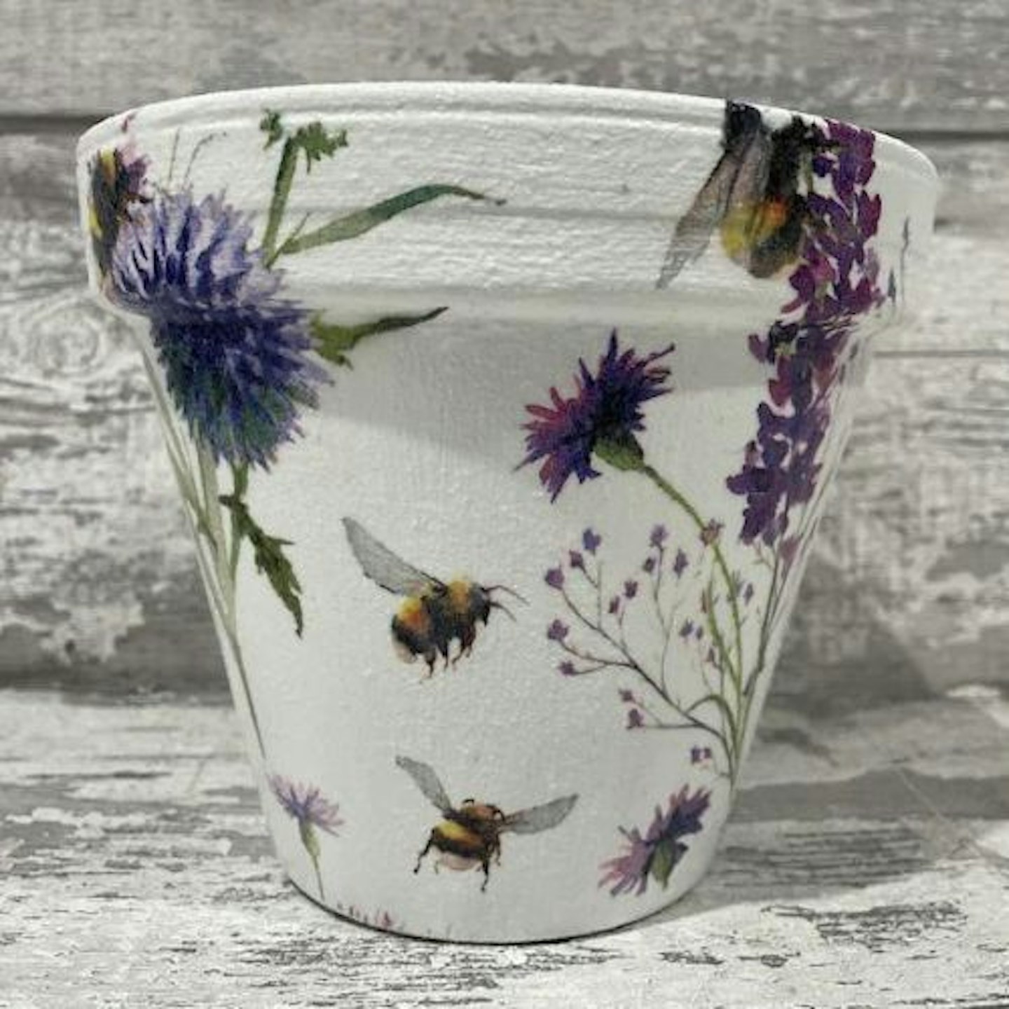 Decoupaged Bee Plant Pot