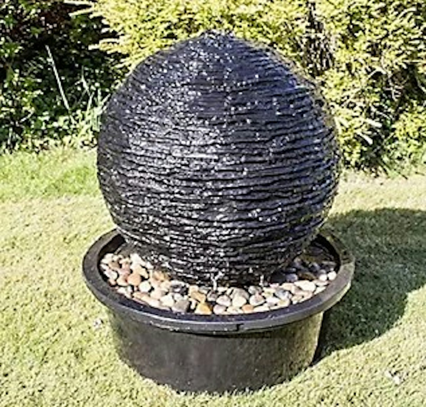 Primrose Torver Slate Effect Sphere Outdoor Water Feature with Lights H56cm