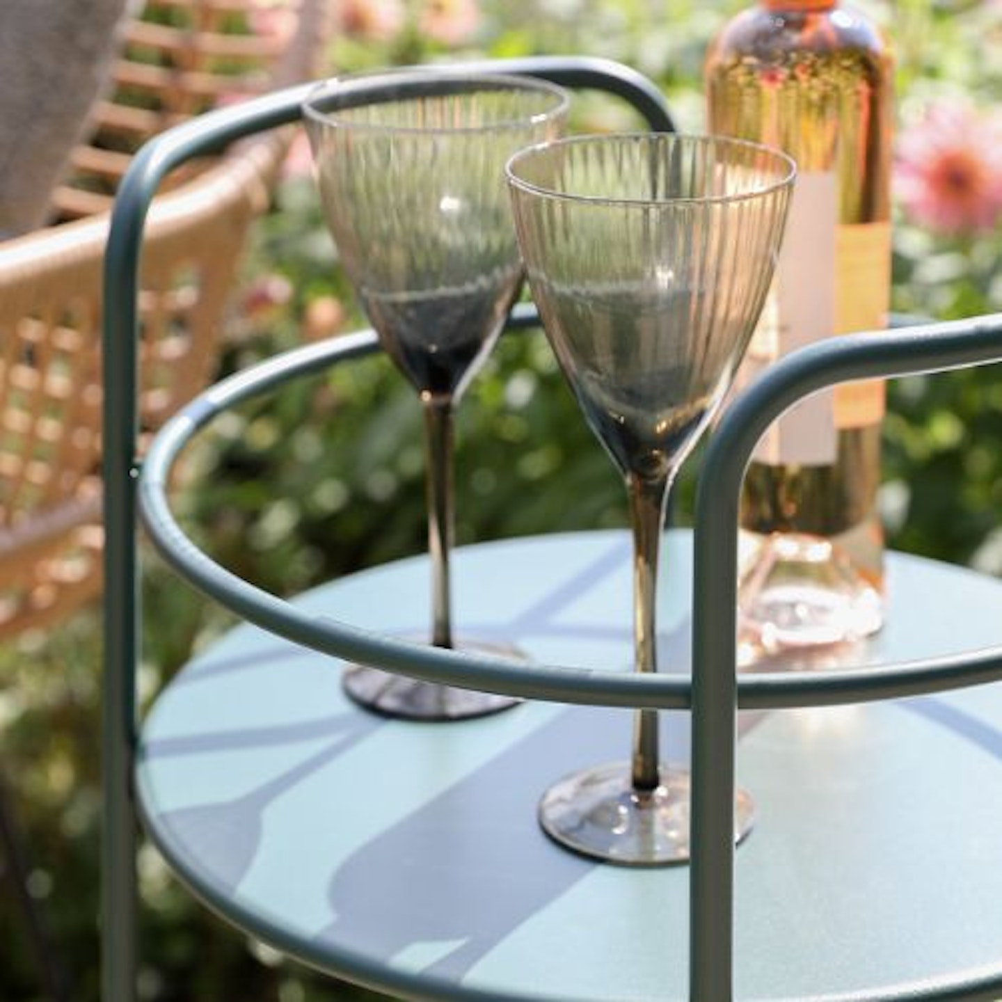 ROUND DRINKS TROLLEY - FOREST GREEN
