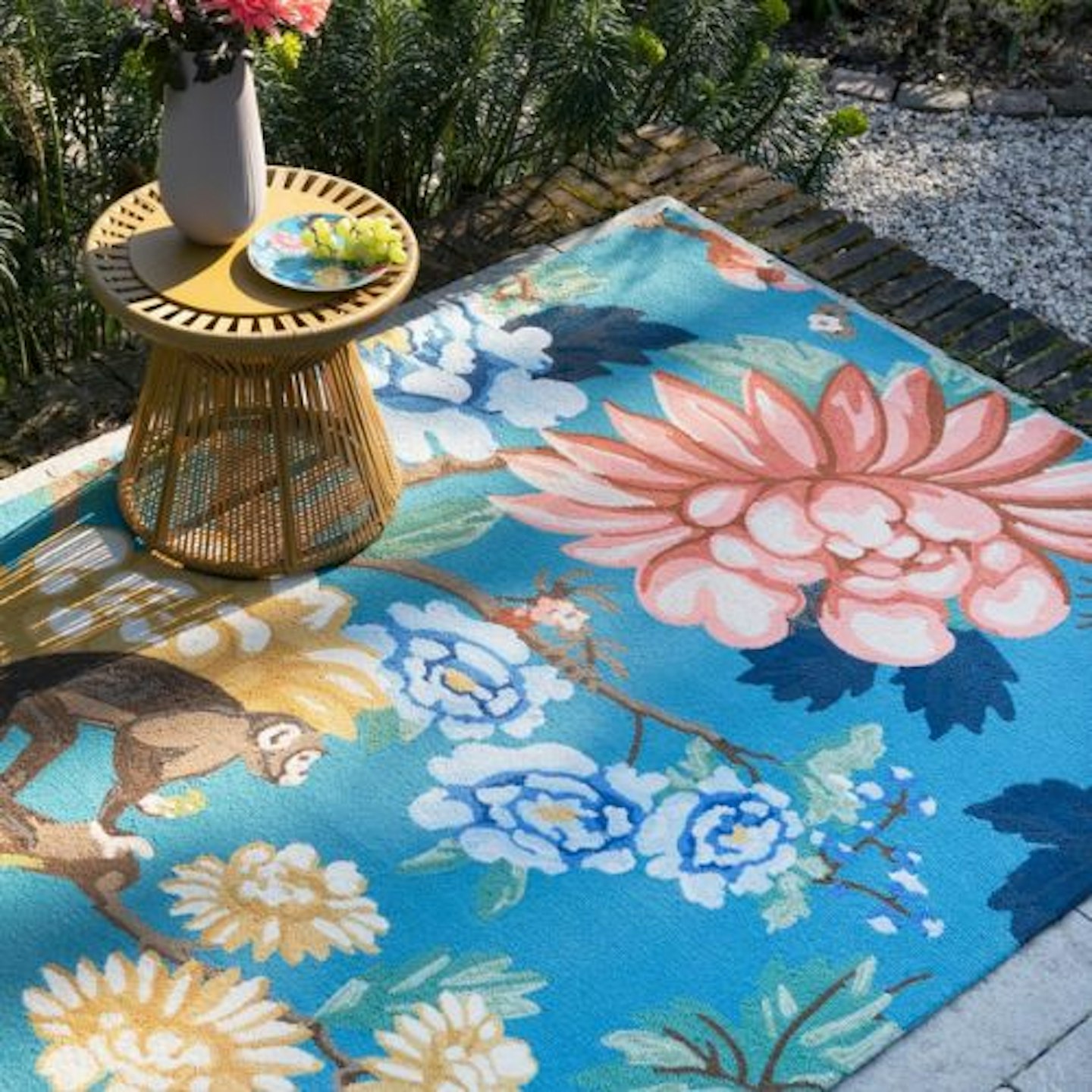 Sapphire Garden Indoor Outdoor 438708 Rugs by Wedgwood in Teal