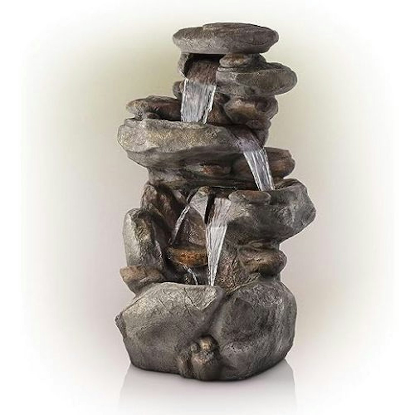 Alpine Corporation Outdoor 4-Tier Rock Water Fountain