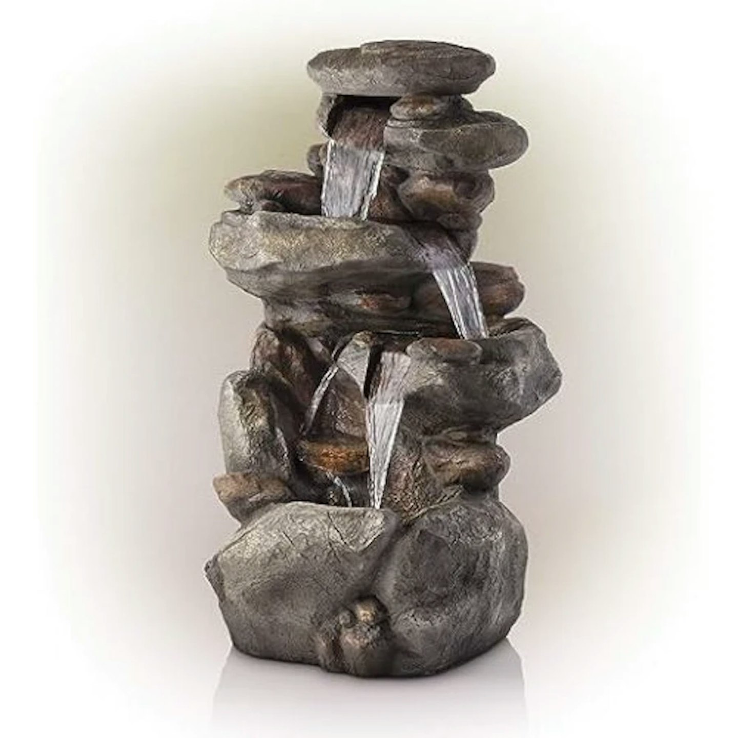 Alpine Corporation Outdoor 4-Tier Rock Water Fountain