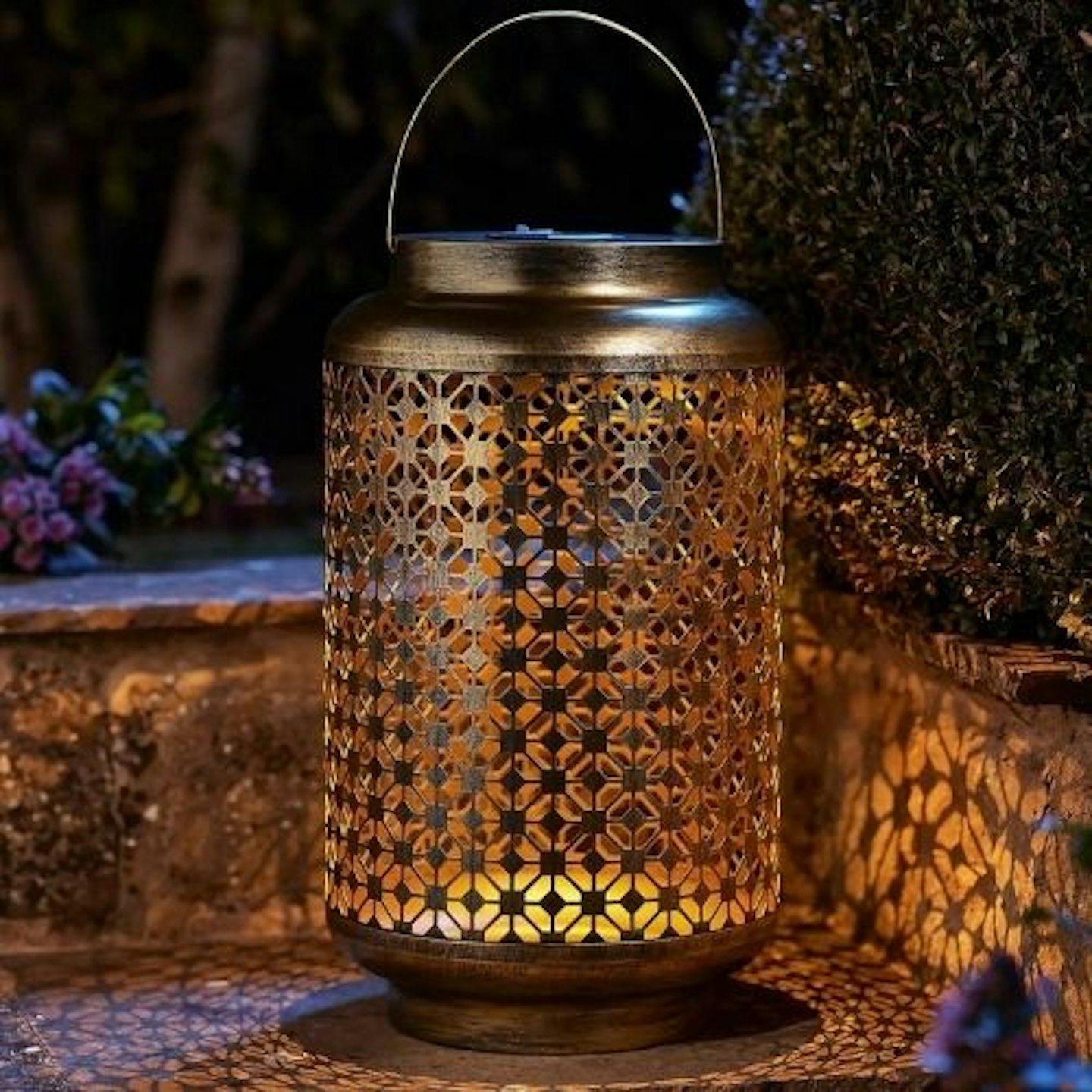 Antique Gold Solar Moroccan Lantern