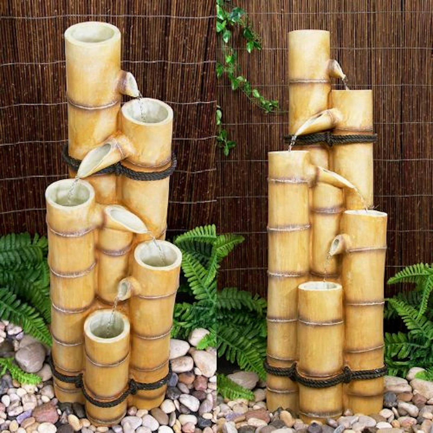 Bamboo-Effect Cascade Water Feature