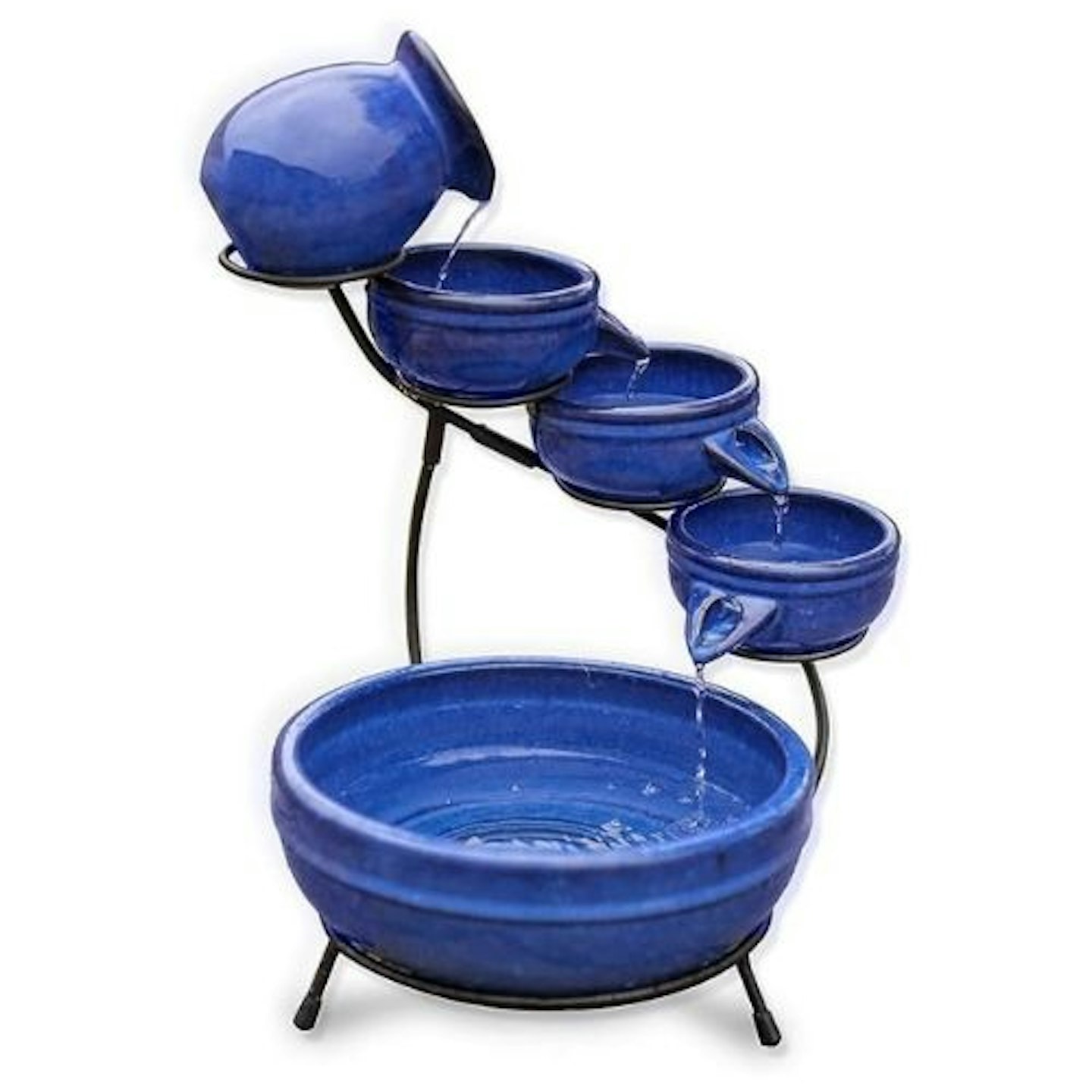 Garden Mile Ceramic Royal Blue Solar Powered Water Feature