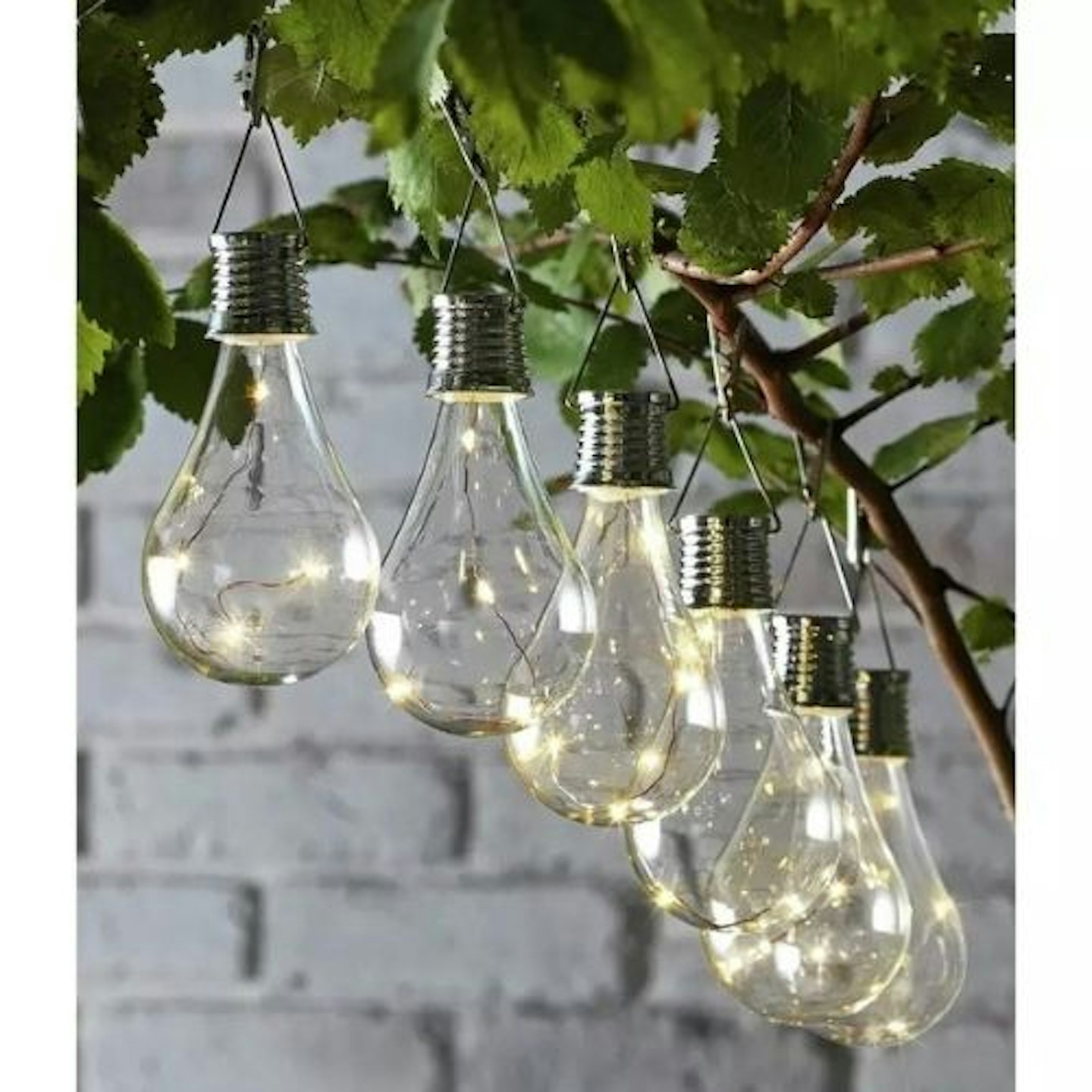 Garden by Sainsbury's Solar Lightbulb Lanterns, Set of 6