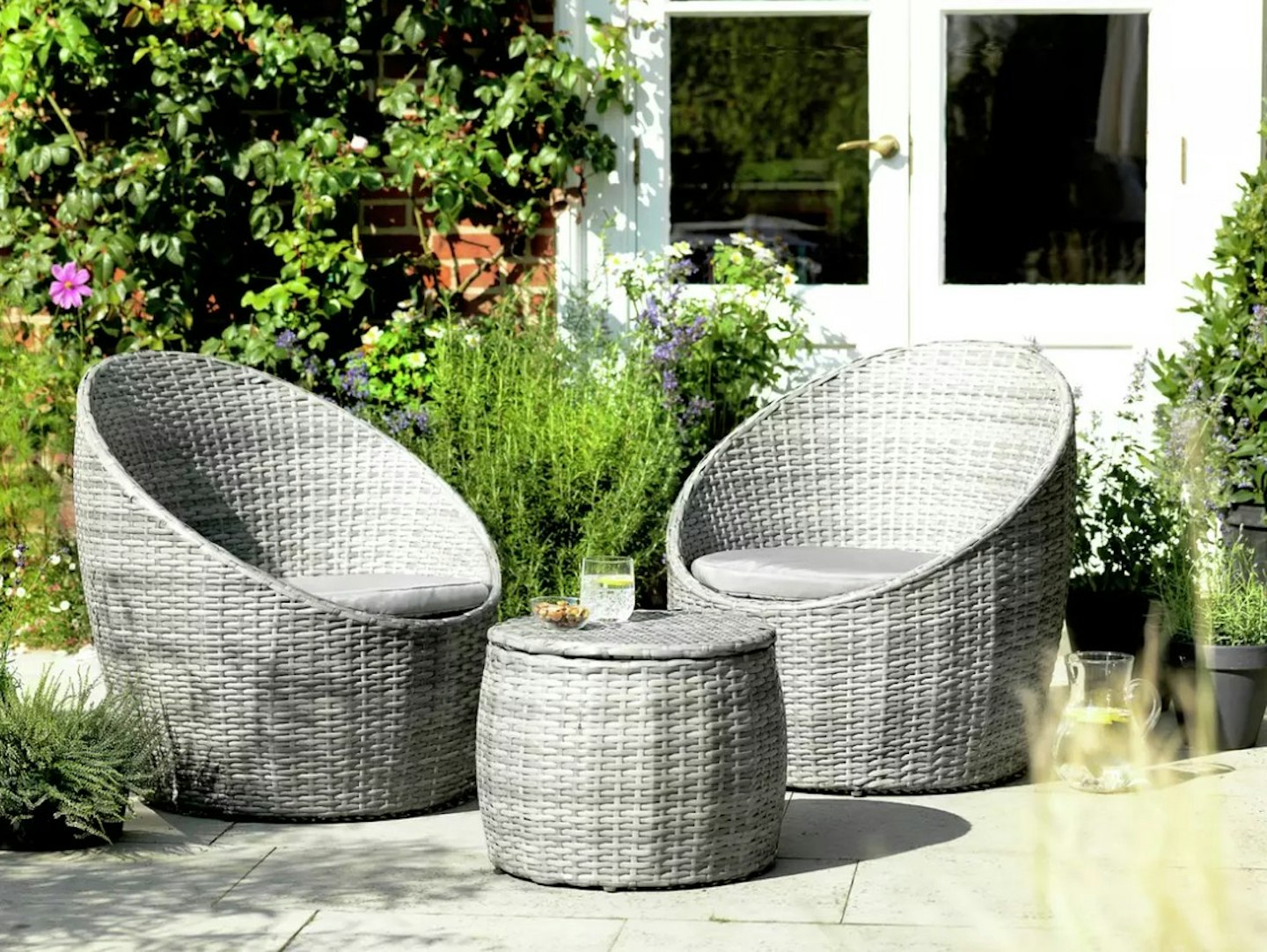 Habitat 2 Seater Wicker Garden Barrel Bistro Set - Grey