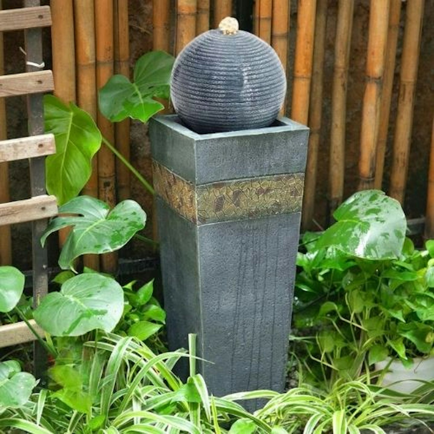 Navy Sphere Cascading Water Fountain