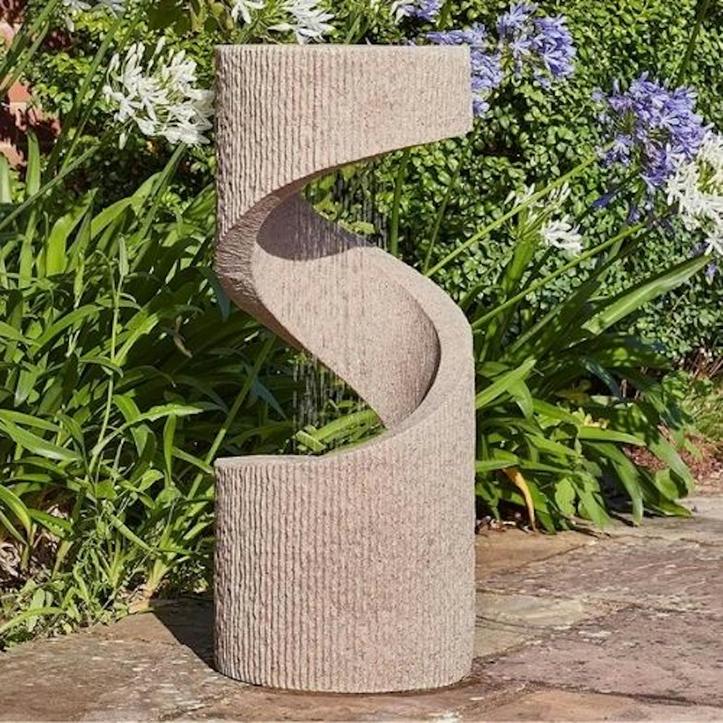 Outdoor spiral water feature sandstone