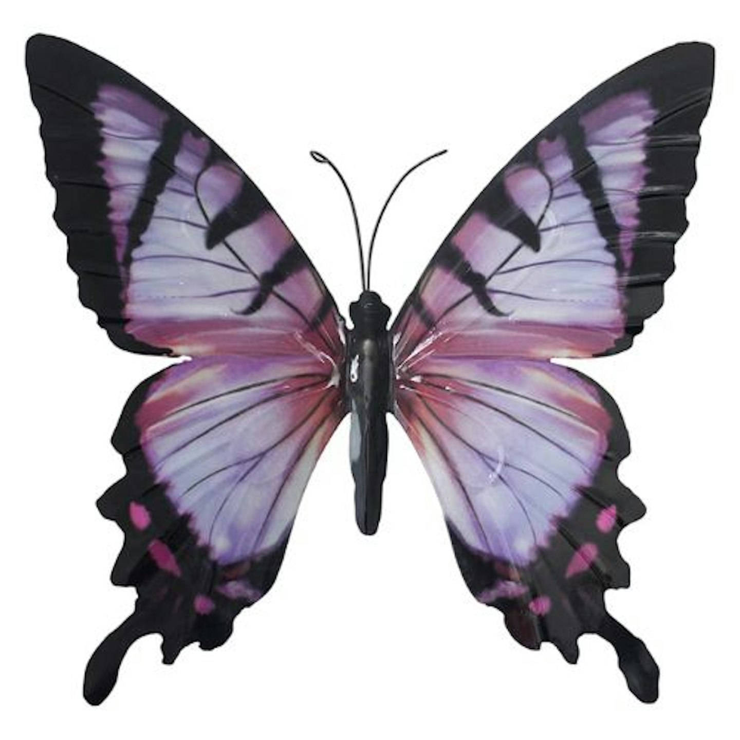 Large Metal Butterfly - Pink - Cyan - and Black - Hand Crafted Garden Wall Fence Ornament Ideal Gift - Outdoor Decoration