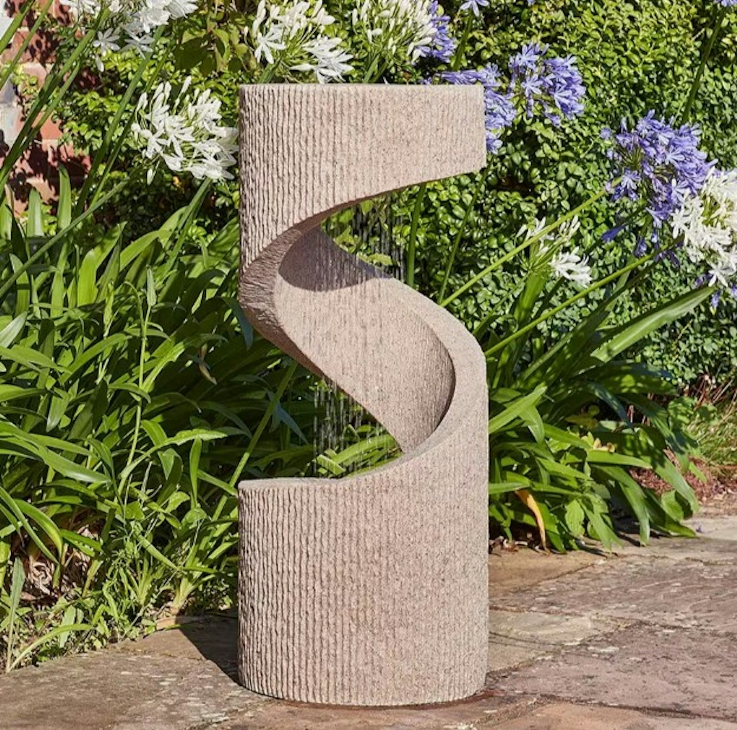 Outdoor spiral water feature sandstone
