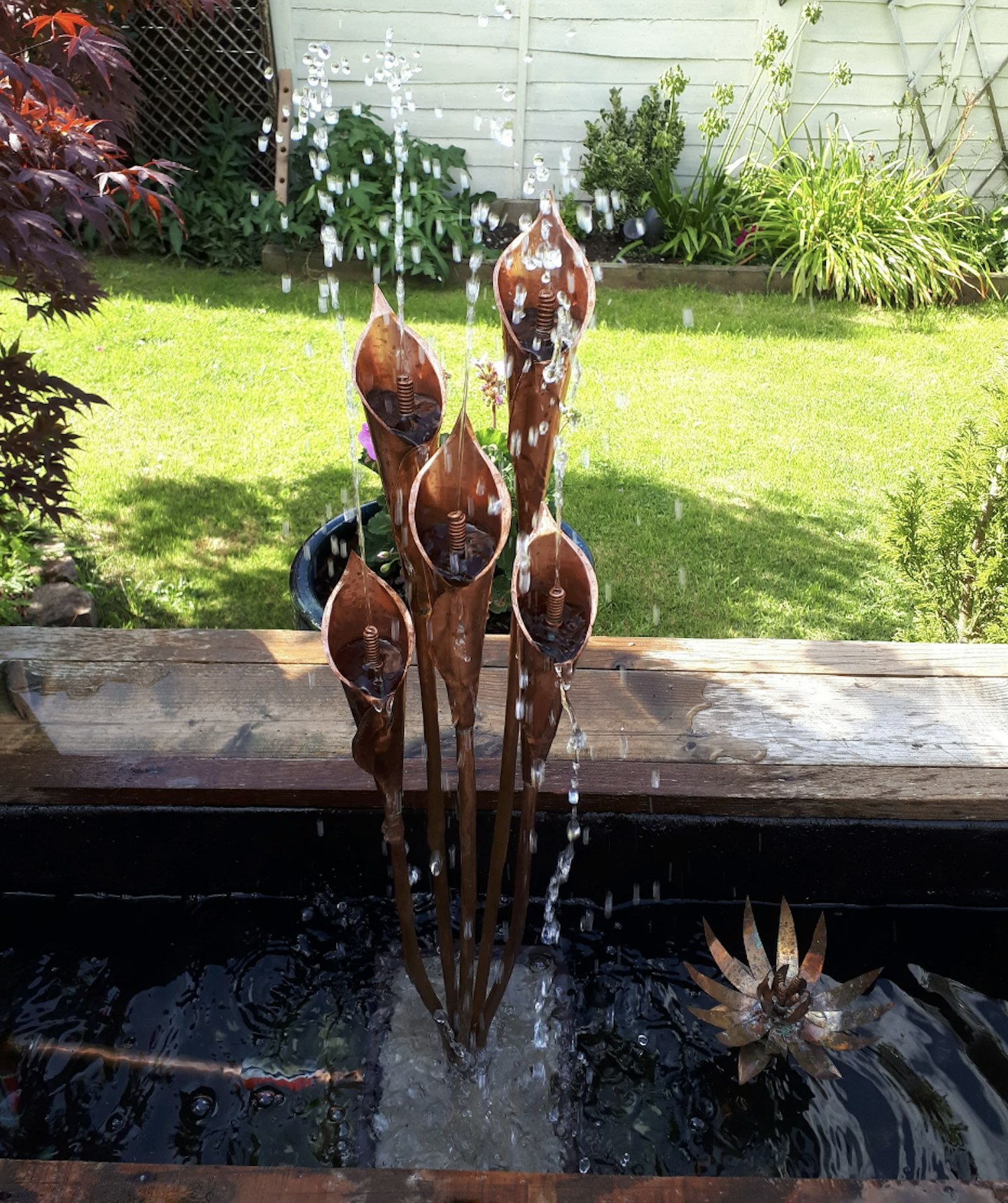 Calla Lily Copper Water Feature,