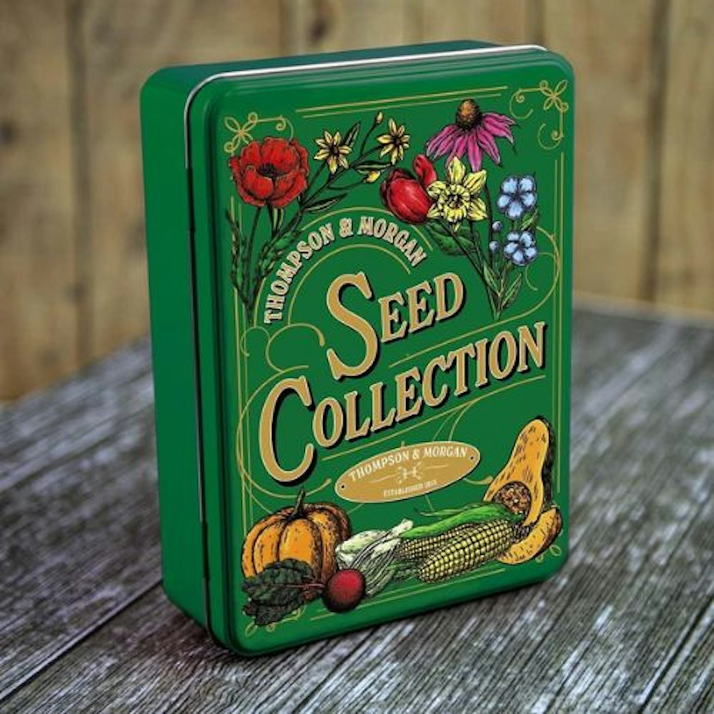 Vintage Green Seeds Storage Tin