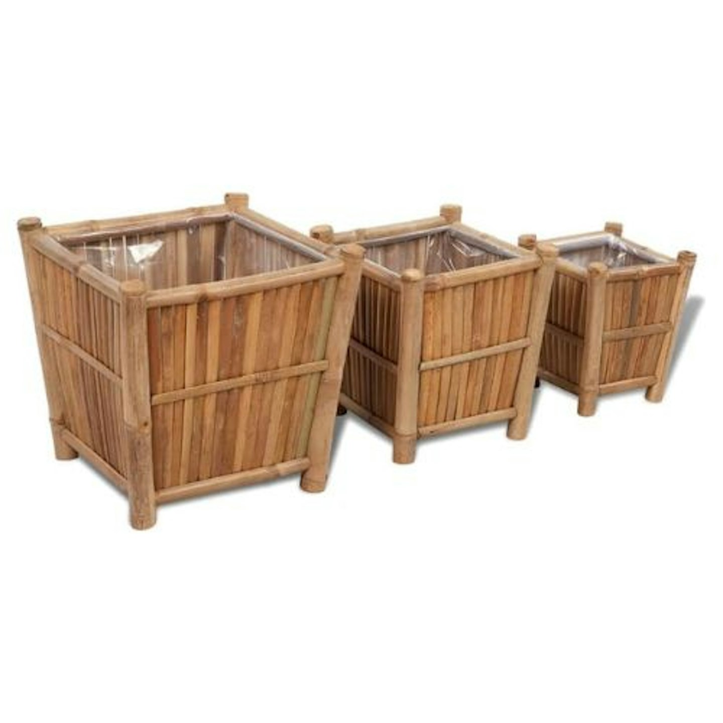 vidaXL Bamboo Raised Bed Pots (Pack of 3)