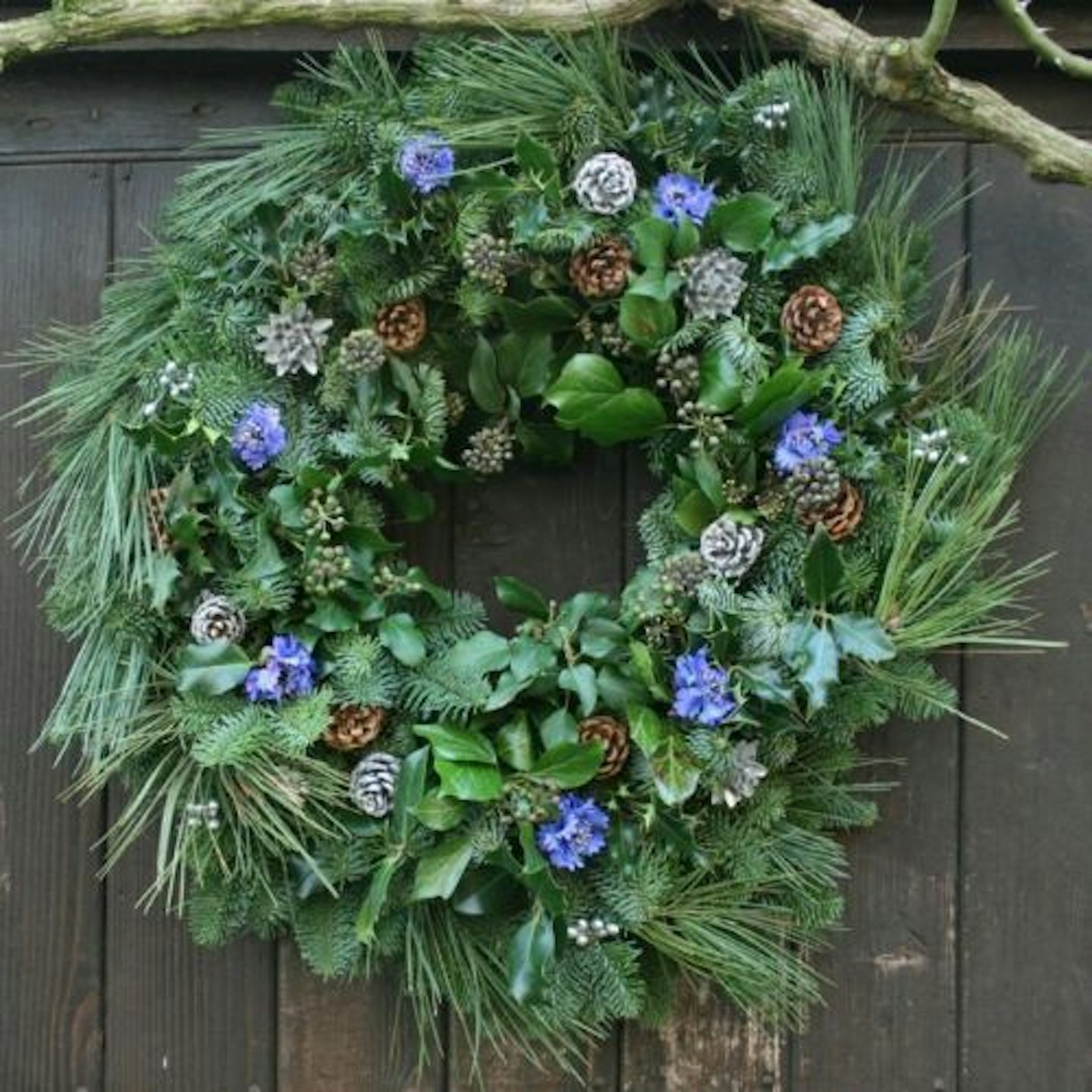 20 inch Blue Floral Wreath