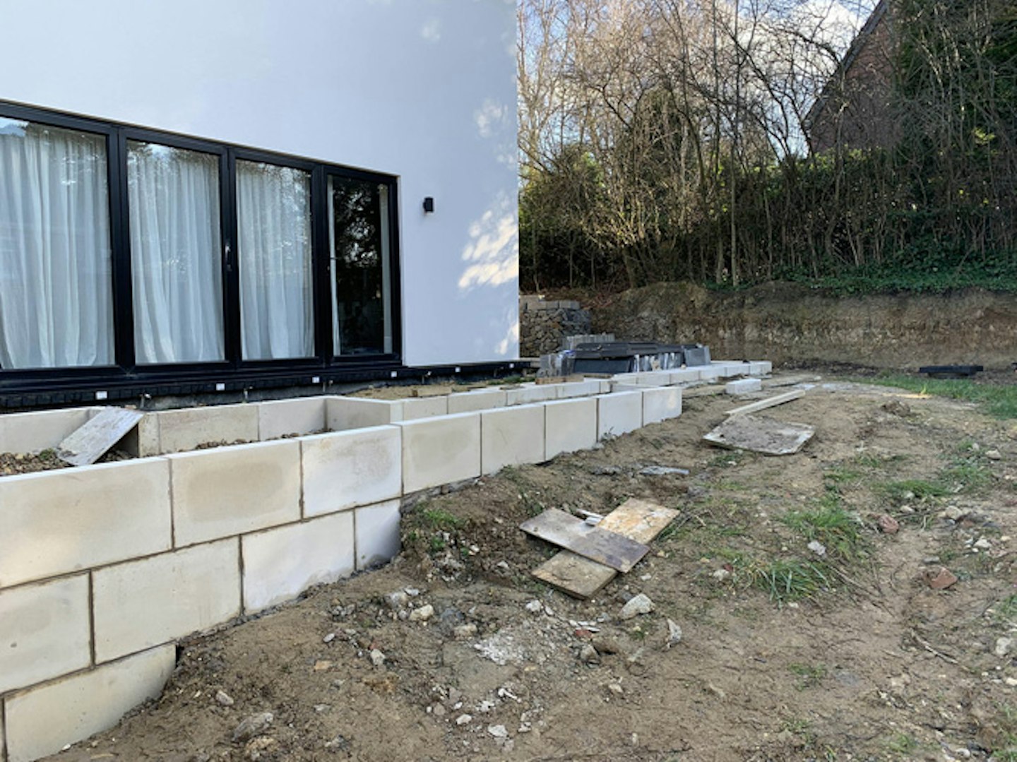 Retaining wall for main south facing patio going in